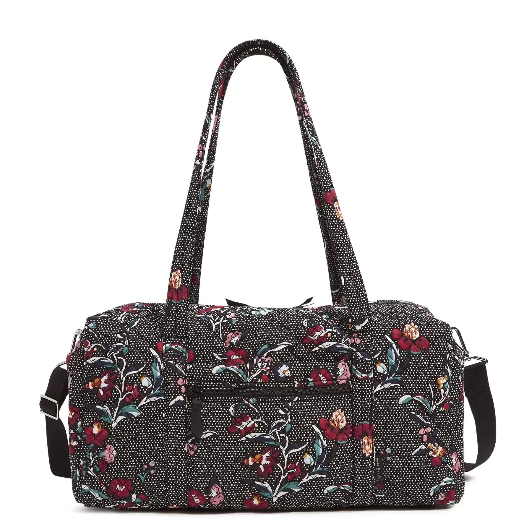 Vera Bradley Women's Cotton Medium Travel Duffel Bag Perennials Noir Dot