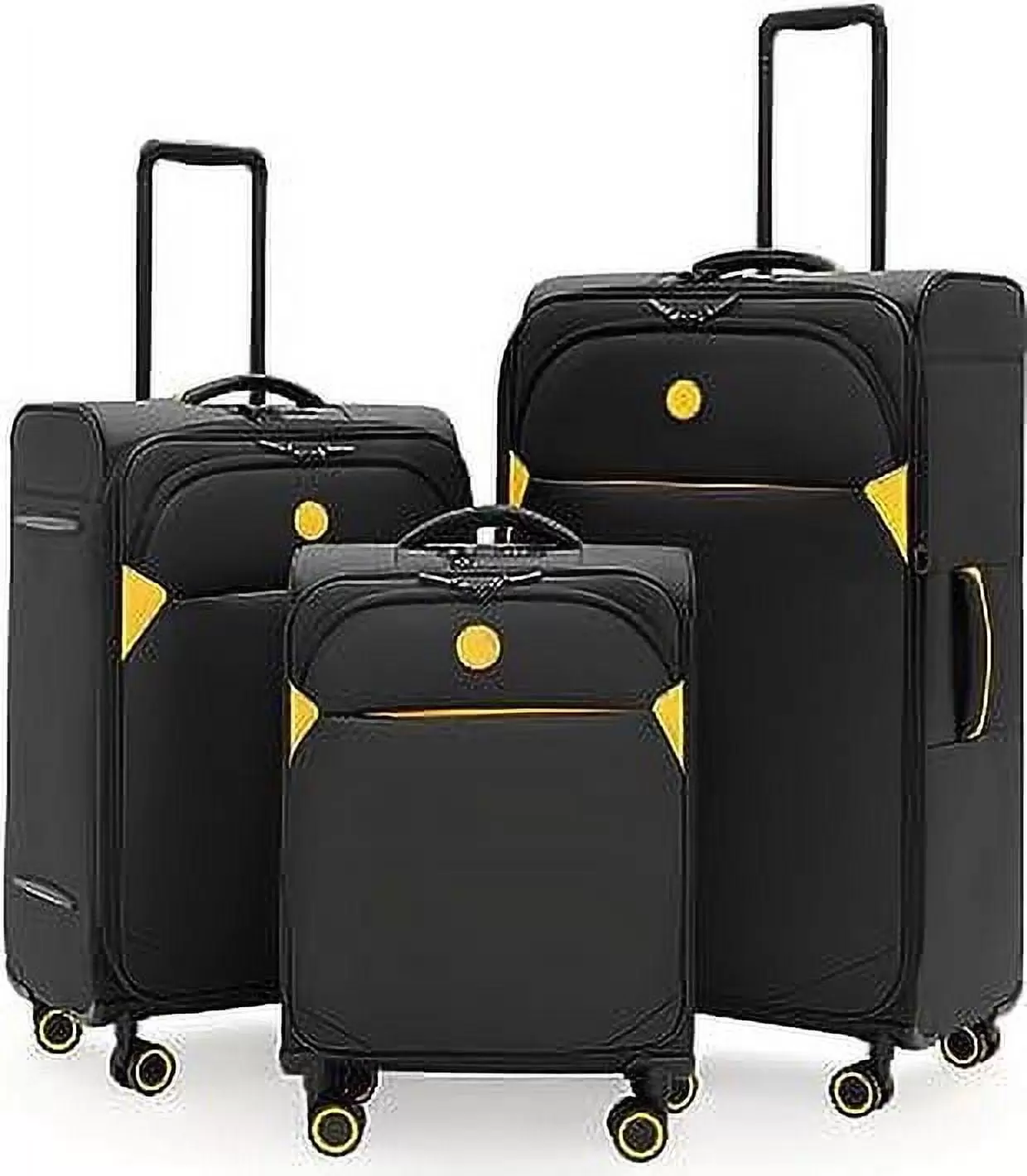 Verage Cambridge Lightweight 3 Piece Luggage Sets Softside Expandable Suitcase with Spinner Wheels. Black. 3-Piece Set(20/24/29)