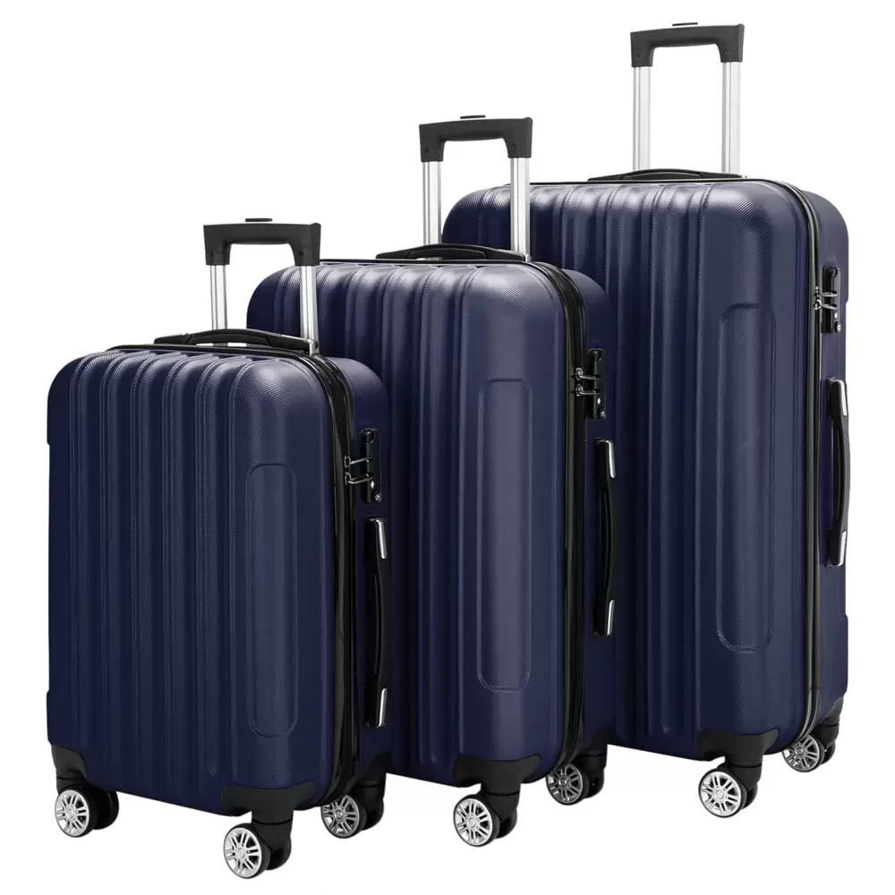 Veryke 3Pcs Traveling Luggage. Luggage Set. Portable Large Capacity Luggage Bags for Travel. Rolling Storage Suitcase with Wheels. 20+24+28. Navy Blue