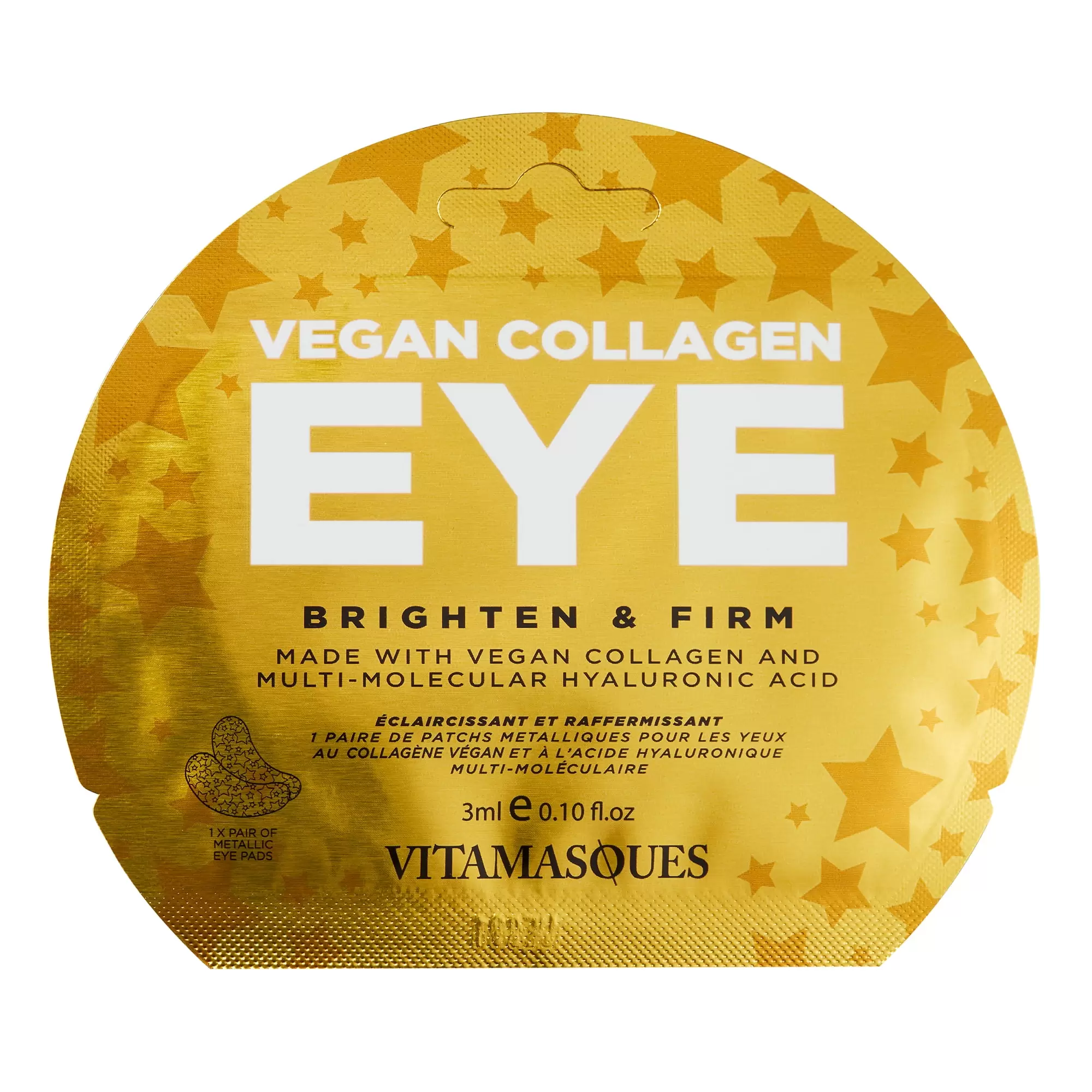 Vitamasques Gold Eye. Vegan Collagen Eye Pads. Brightening & Firming . One Pair