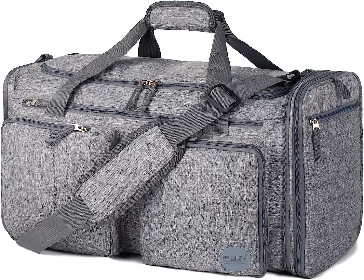 WANDF Foldable Sports Gym Bag with Wet Bag & Shoes Compartment. Travel Duffel for Men and Women (Grey)