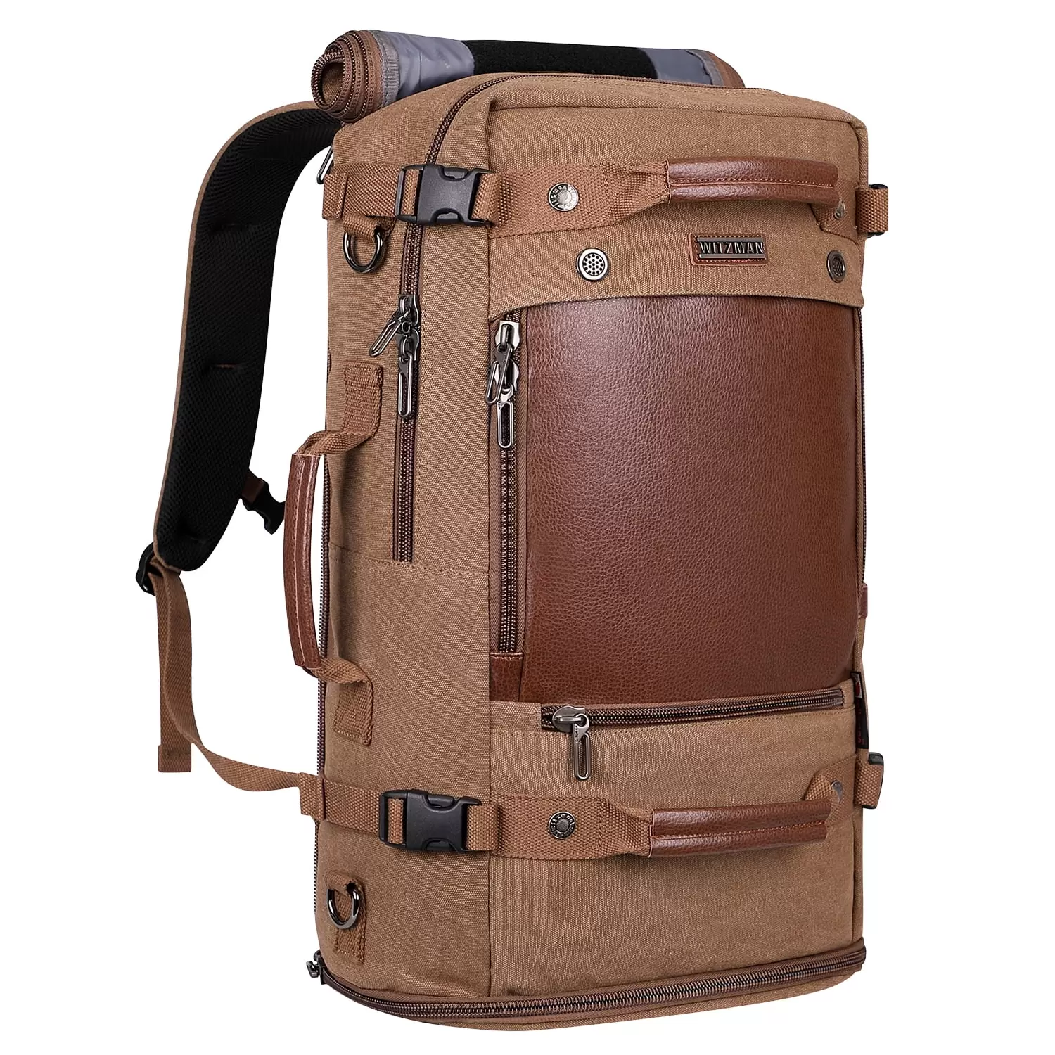 WITZMAN Large Travel Backpack Luggage for Men Canvas Rucksack Vintage Duffel Bag A2021 New Brown