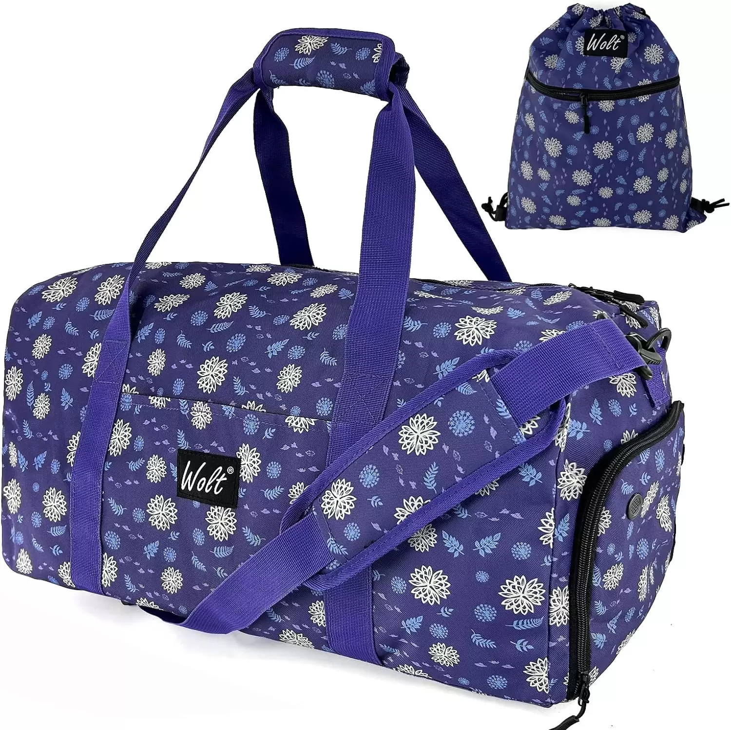 WOLT Gardenia Travel Duffel Bags for Women - Weekend Totes Bag for Airplane Carry-On. Cute Sports Gym Dance. Overnight