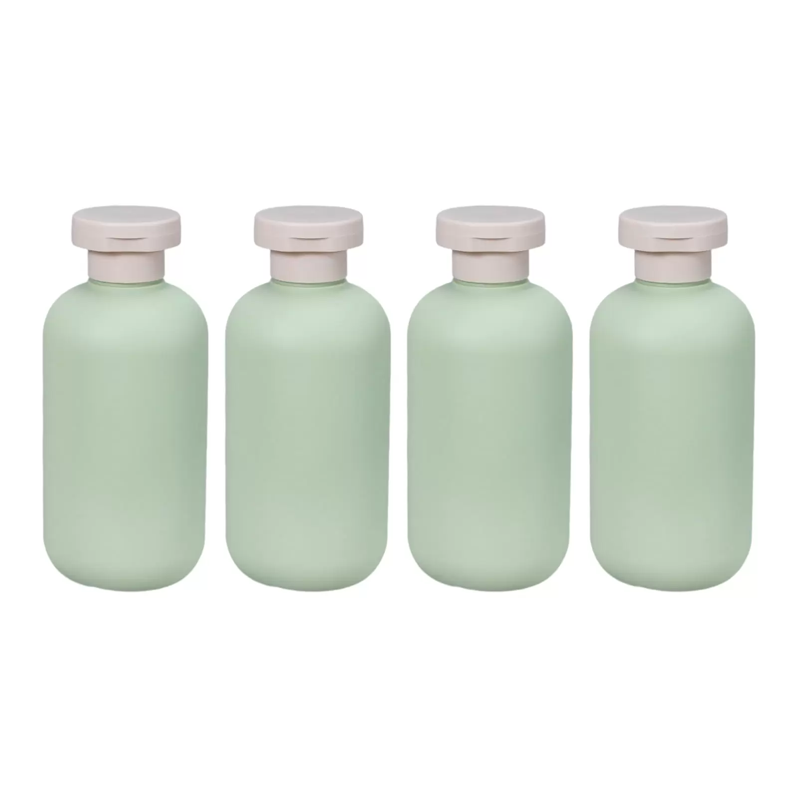 Warkul 4 Pack 200ML/260ML/300ML/400MLGreen Empty Squeeze Bottles Leak-Proof Refillable Wide Mouth Flip-Top Design Lotion Cream Shampoo Travel Containers