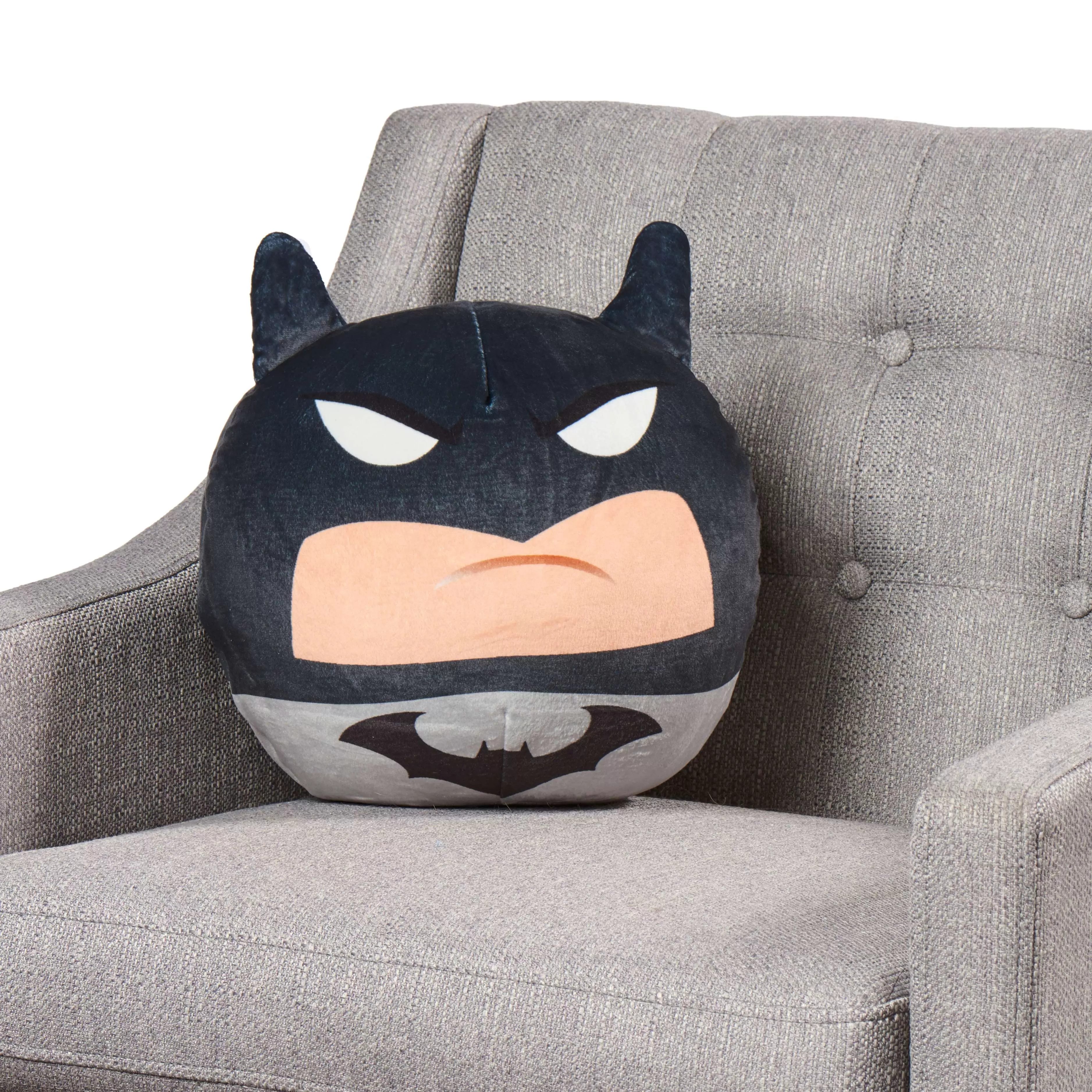 Warner Bros Batman Cloud Pillow. Grey Detective. 11-Inch Round. Travel Size. 1 Each