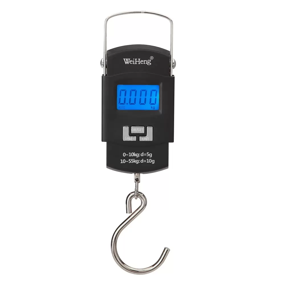 WeiHeng WH-A25 Rechargeable Portable Electronic Scale LCD Display Luggage Scale Multi-unit Conversion Retractable Storage Handle 55kg Double Accuracy Scales with Backlight