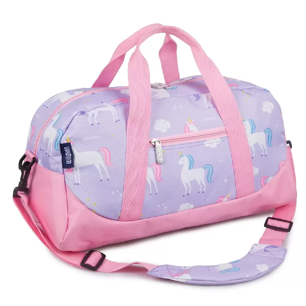 Wildkin Kids Overnighter Duffel Bag for Boys & Girls. Features Two Carrying Handles and Removable Padded Shoulder Strap. BPA & Phthalate Free (Unicorn Purple)