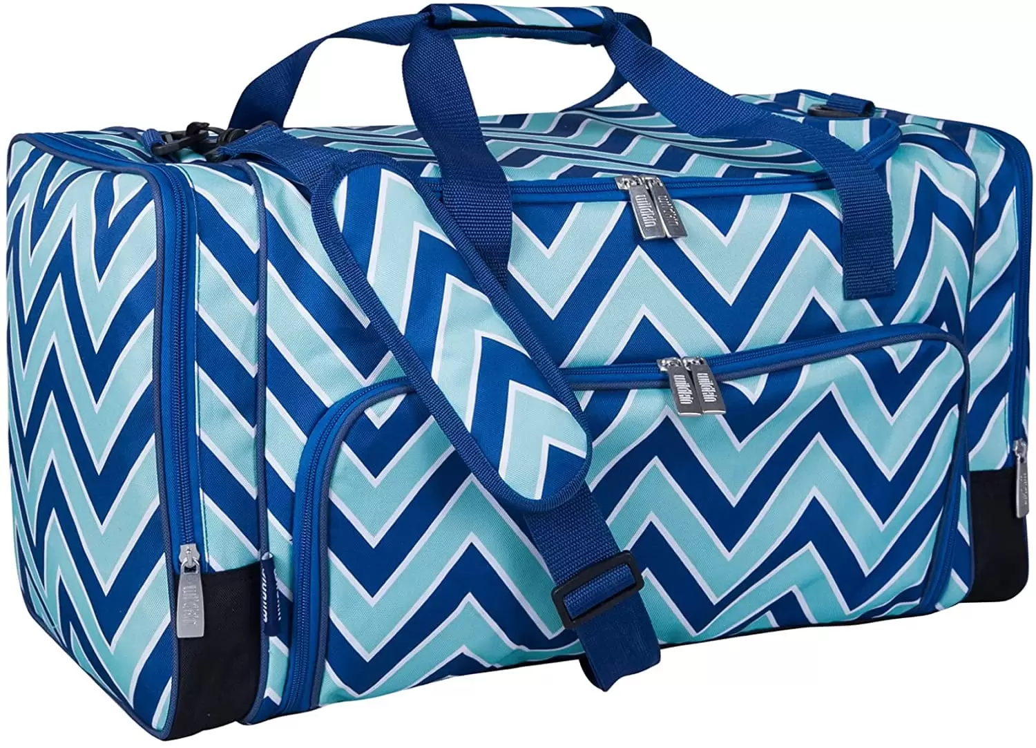 Wildkin Kids Weekender Duffel Bag for Boys and Girls. 22 Inch (Chevron Blue)