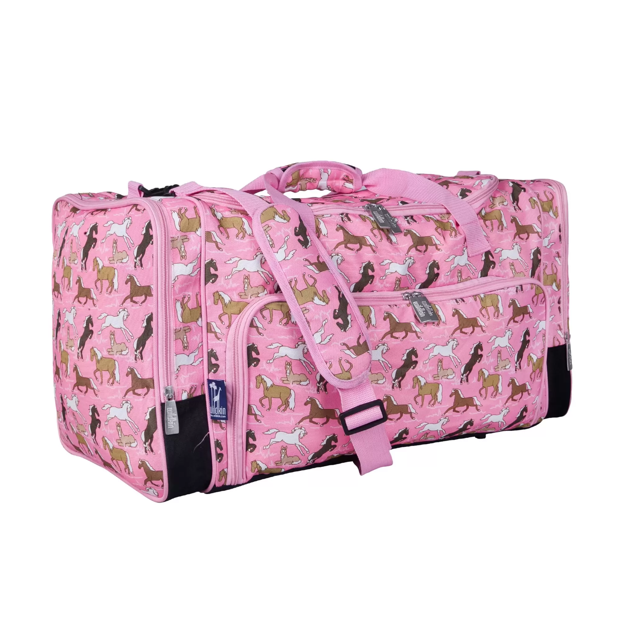 Wildkin Kids Weekender Duffel Bag for Boys and Girls. 22 Inch (Horses in Pink)