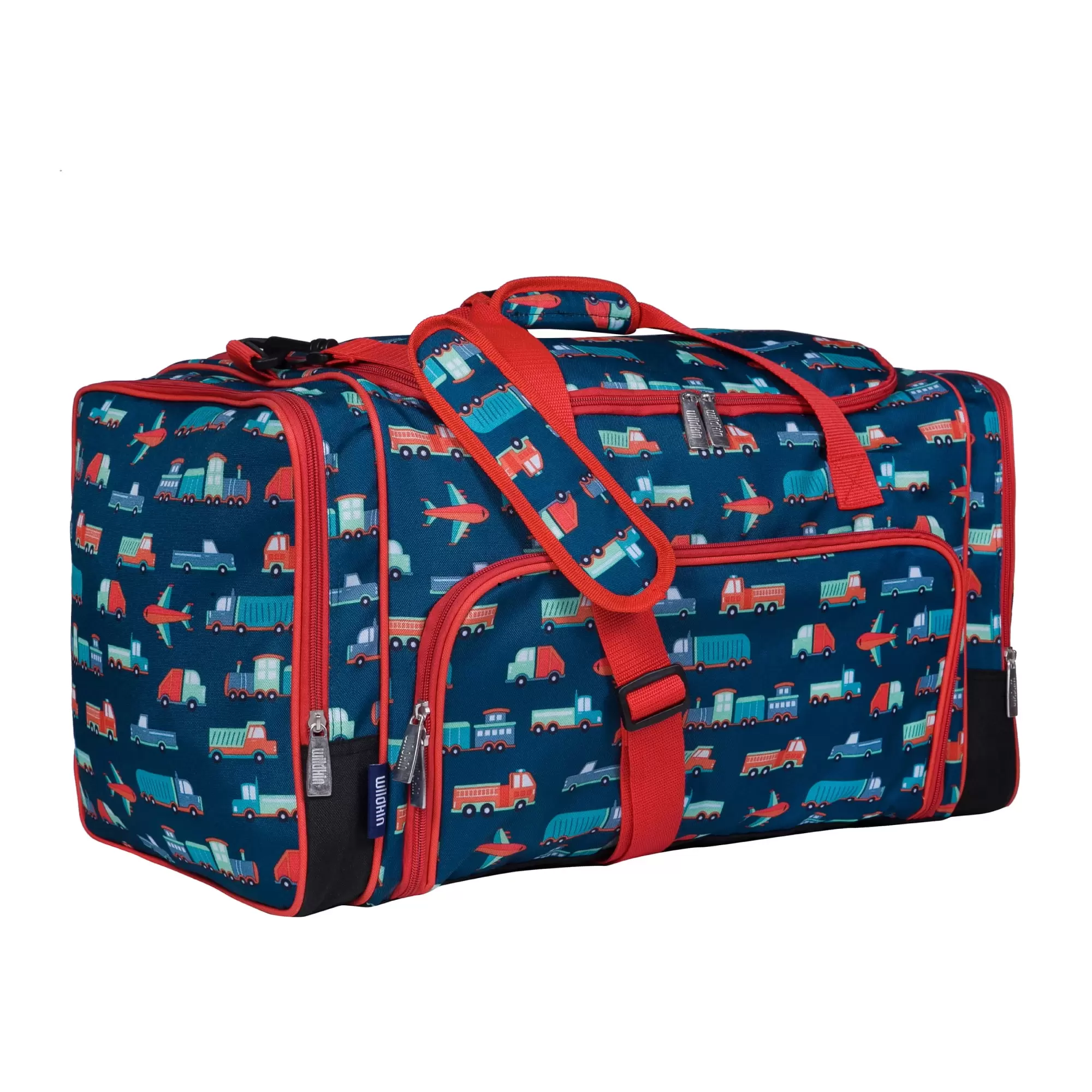 Wildkin Kids Weekender Duffel Bag for Boys and Girls. 22 Inch (Transportation Blue)