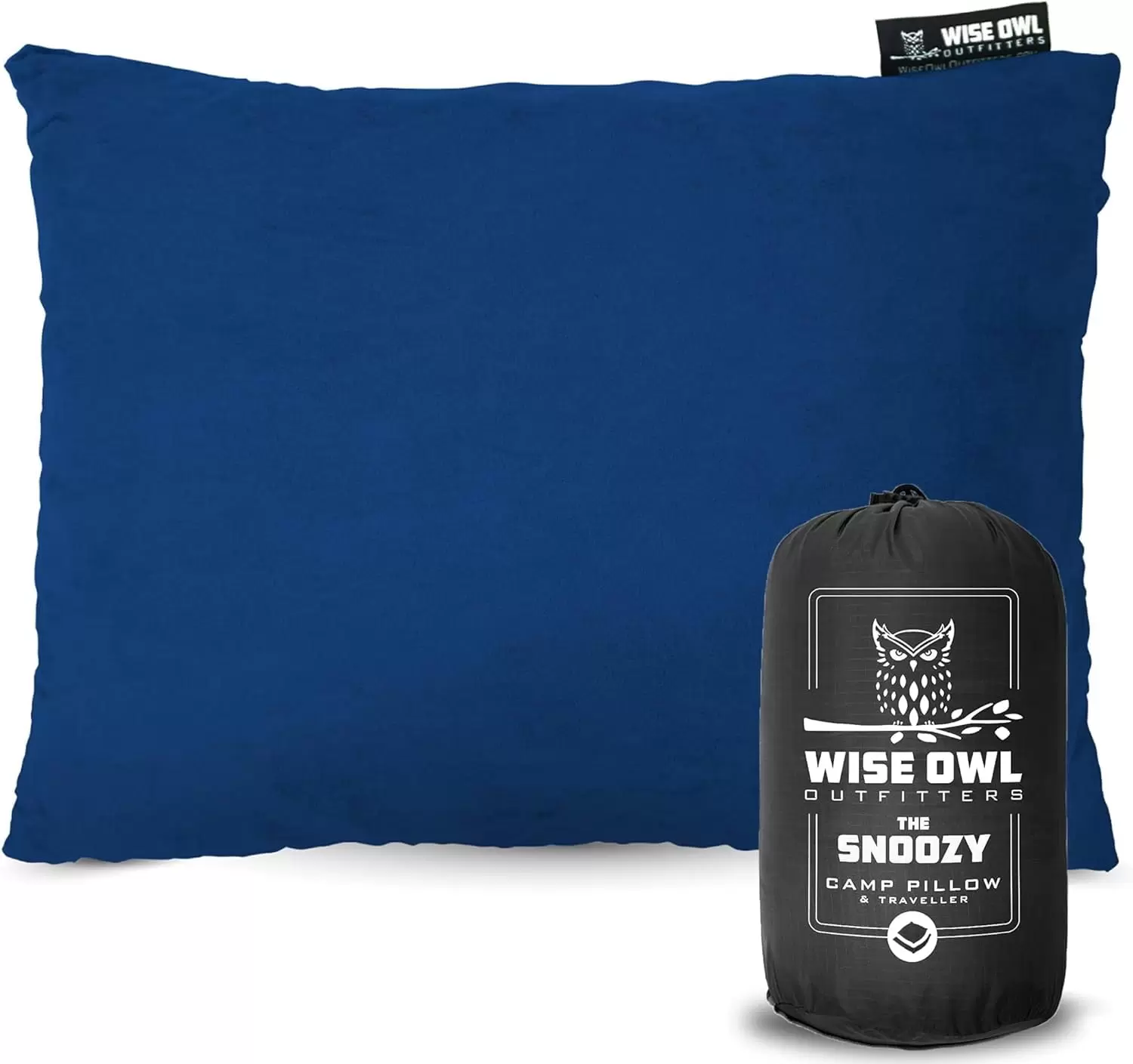 Wise Owl Outfitters Memory Foam Pillow - Travel Pillow. Camping and Travel Accessories - Compressible Camping Pillow - Blue. Small (Pack of 1)