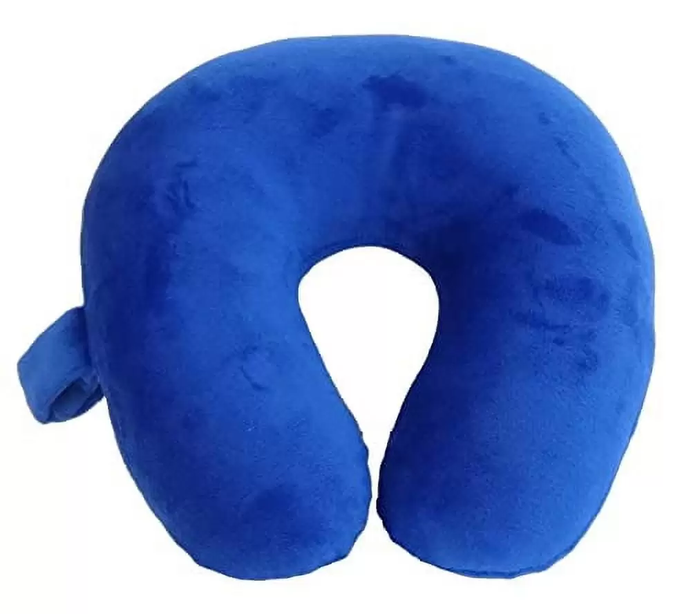 Wolf Essentials Kids Cozy Soft Microfiber Neck Pillow. Compact. Perfect for Plane or Car Travel. Blue