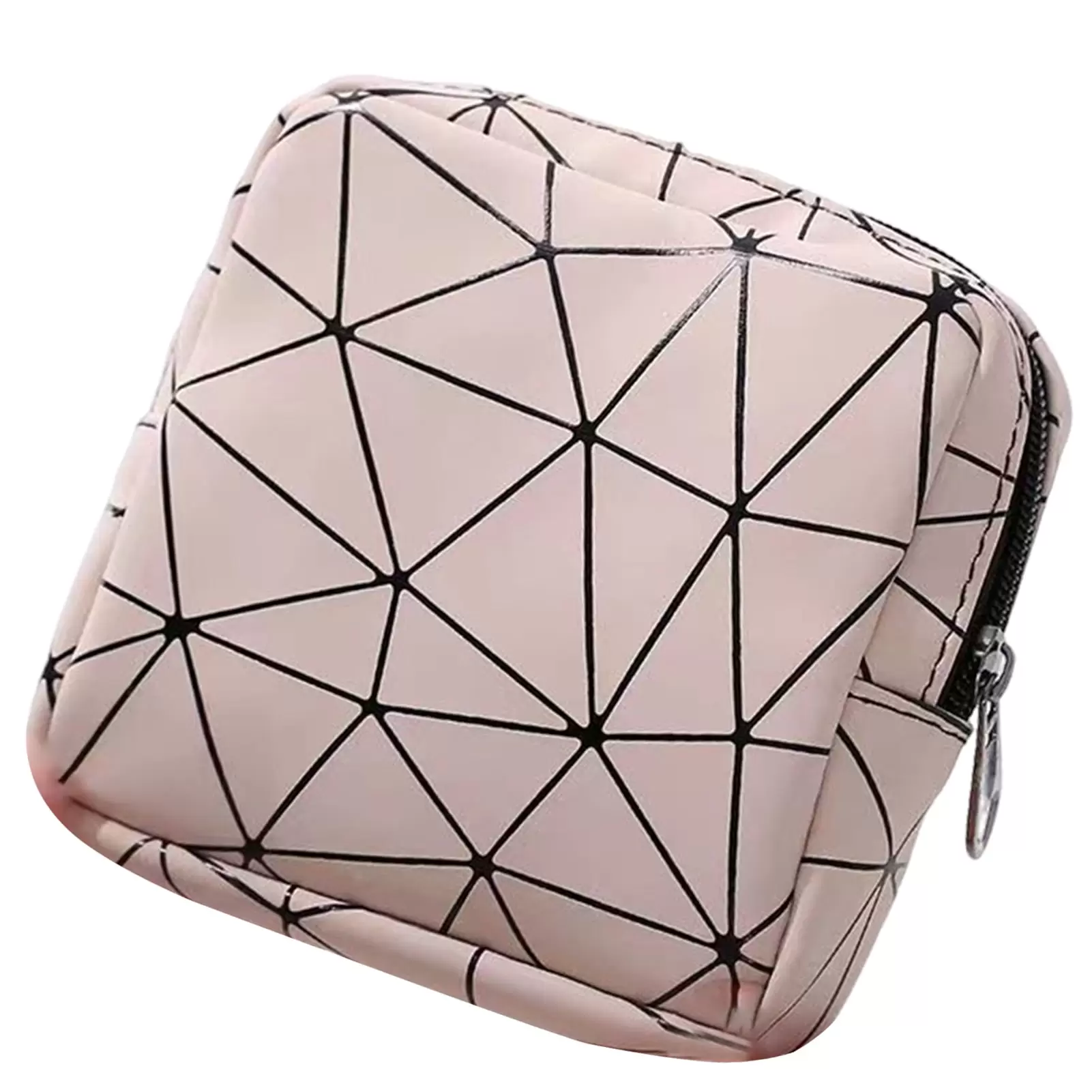 Women Menstrual Pad Pouch Geometric Print Waterproof Portable Earphone Keys Tampon Cosmetic Stoarge Bag Coin Purse Lady Mini Wallet Outdoor Commute Period Kit Bag