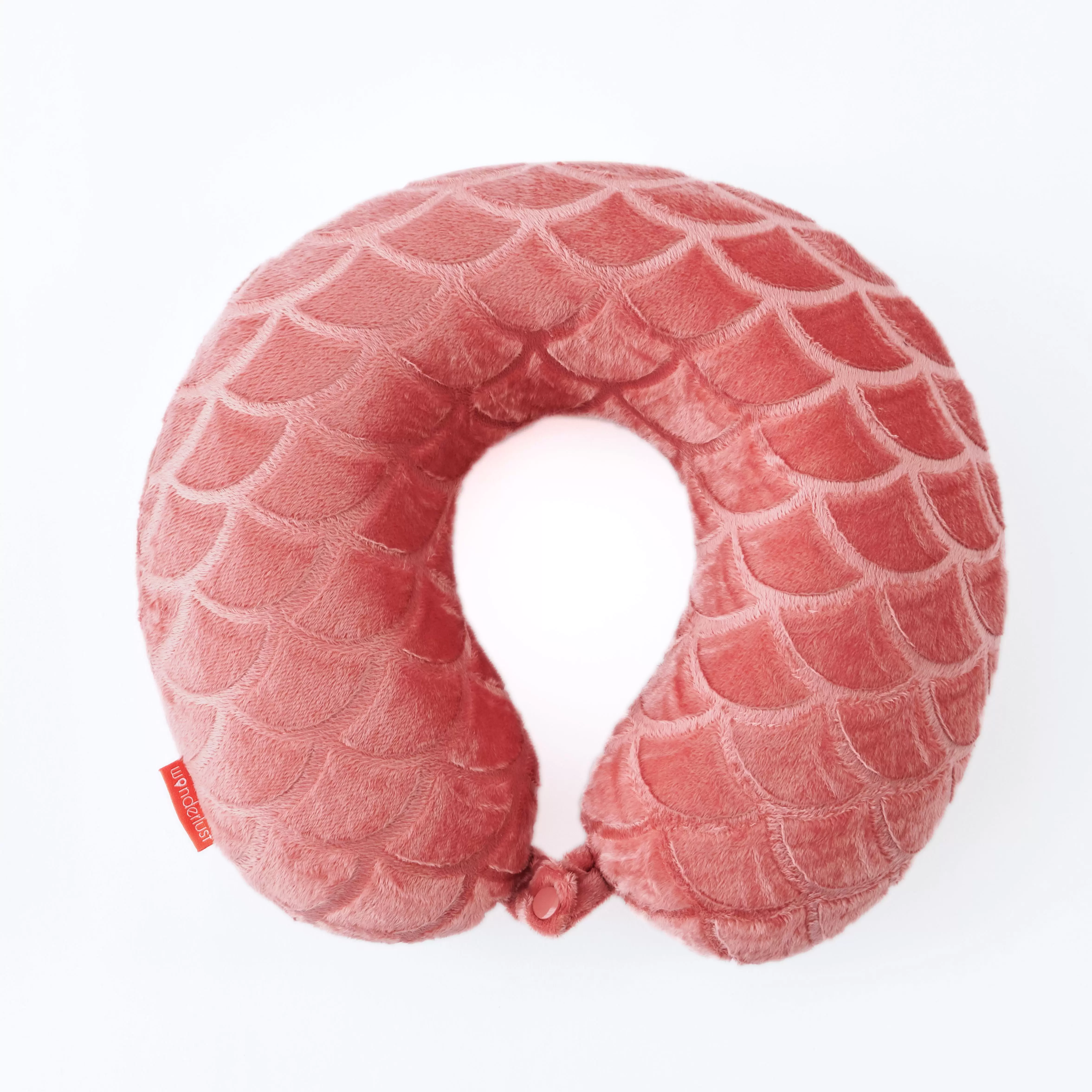 Wonderlust Mink Memory Foam Travel Neck Pillow with Embossed Design. Pink