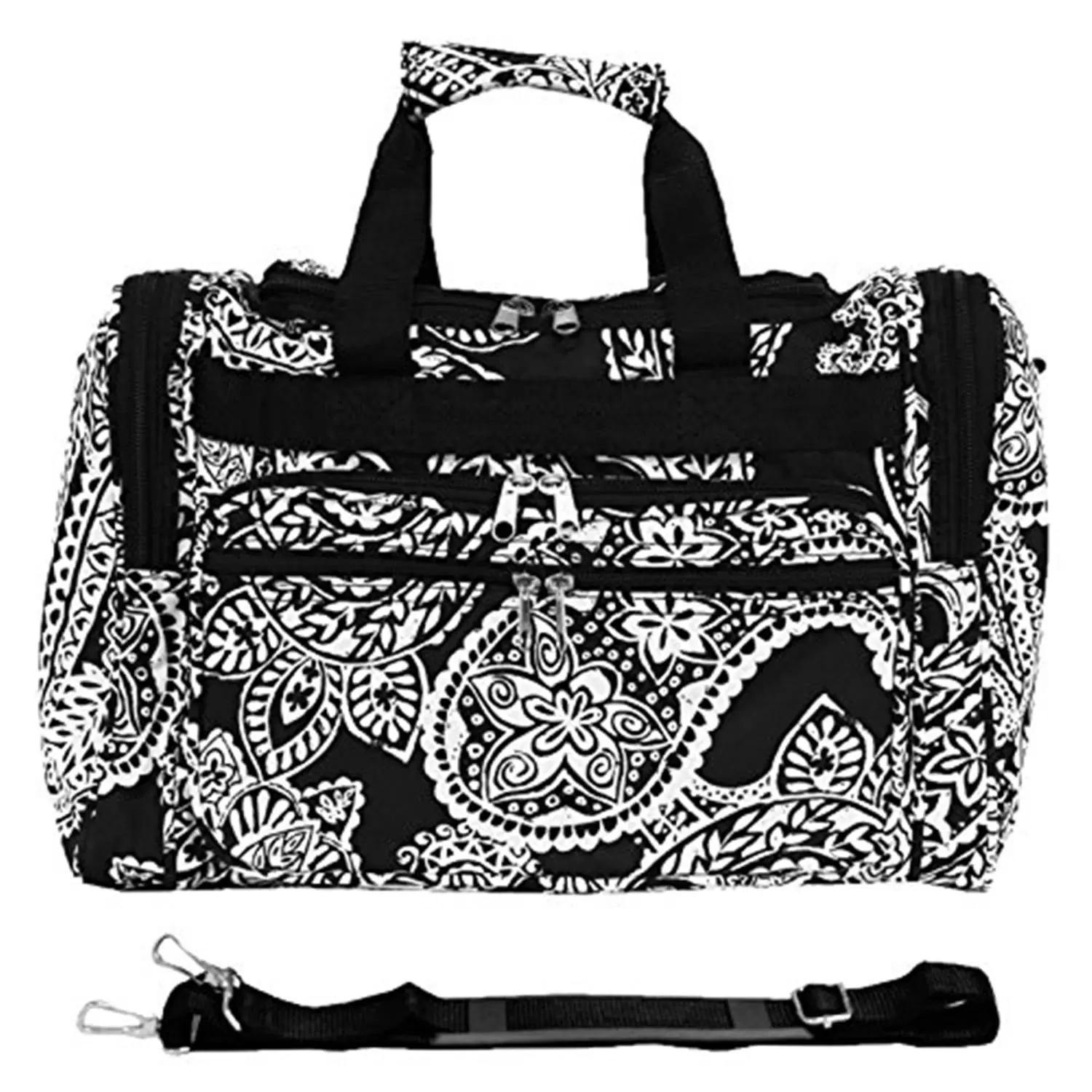 World Traveler 16-inch Carry-On Duffel Bag - Black White Paisley