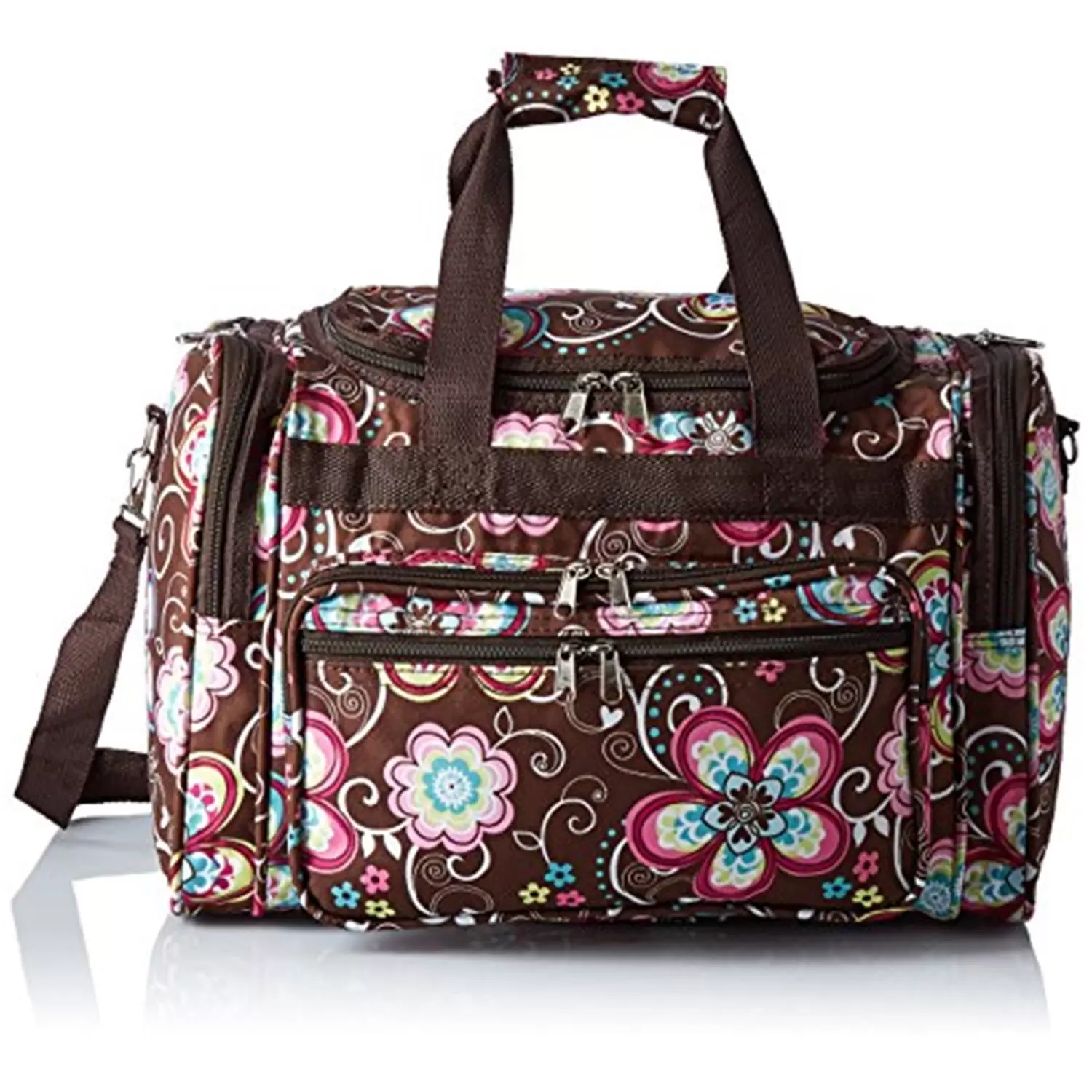 World Traveler 16-inch Carry-On Duffel Bag - Brown Daisy