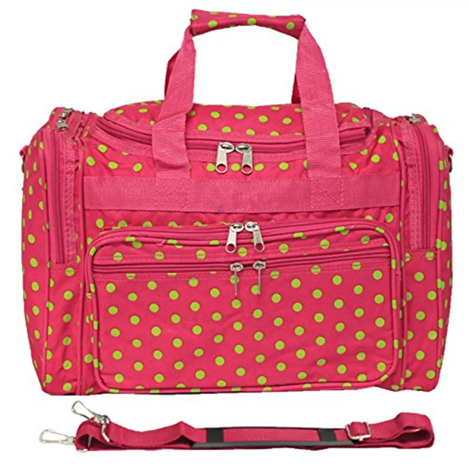 World Traveler 16-inch Carry-On Duffel Bag - Fuchsia Lime Dot