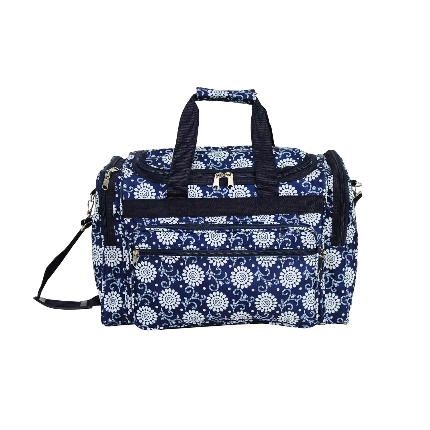 World Traveler 16-inch Carry-On Duffel Bag - Navy Vines Floral