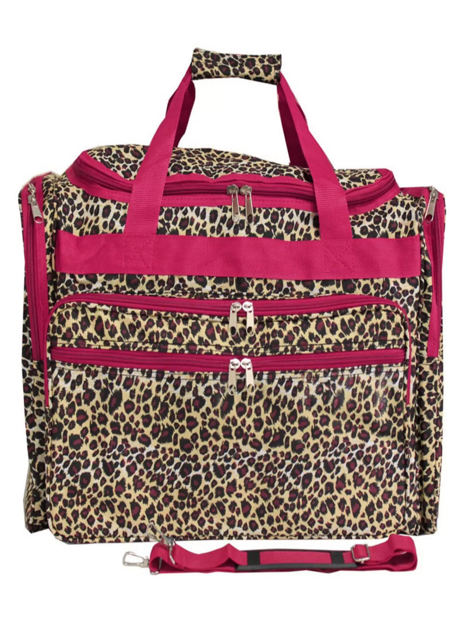 World Traveler 16-inch Carry-On Duffel Bag - Pink Trim Leopard