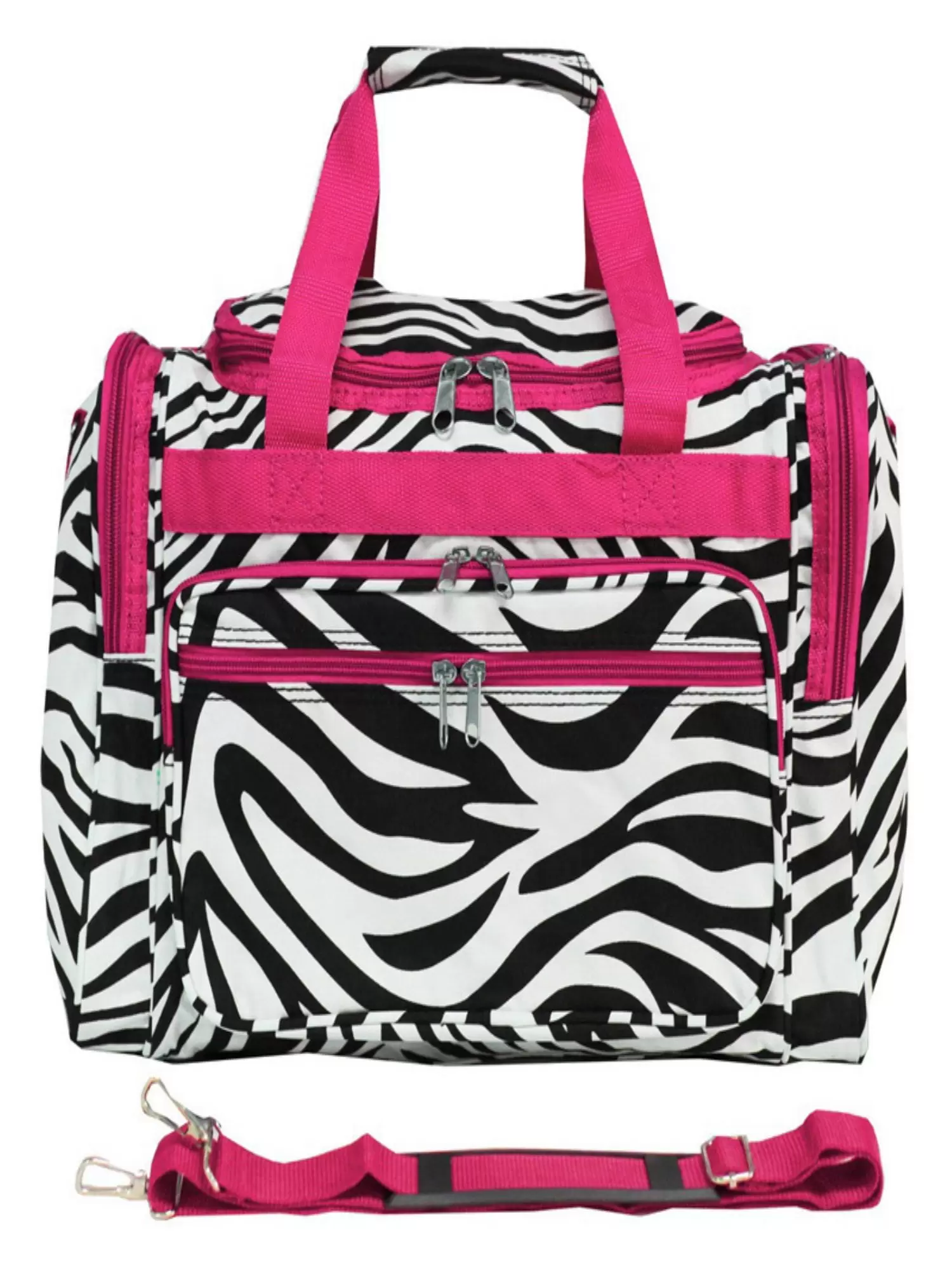 World Traveler 16-inch Carry-On Duffel Bag - Pink Trim Zebra