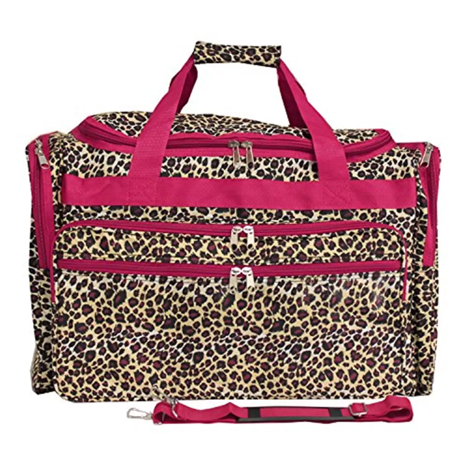 World Traveler 19-inch Carry-On Shoulder Duffel Bag - Pink Trim Leopard