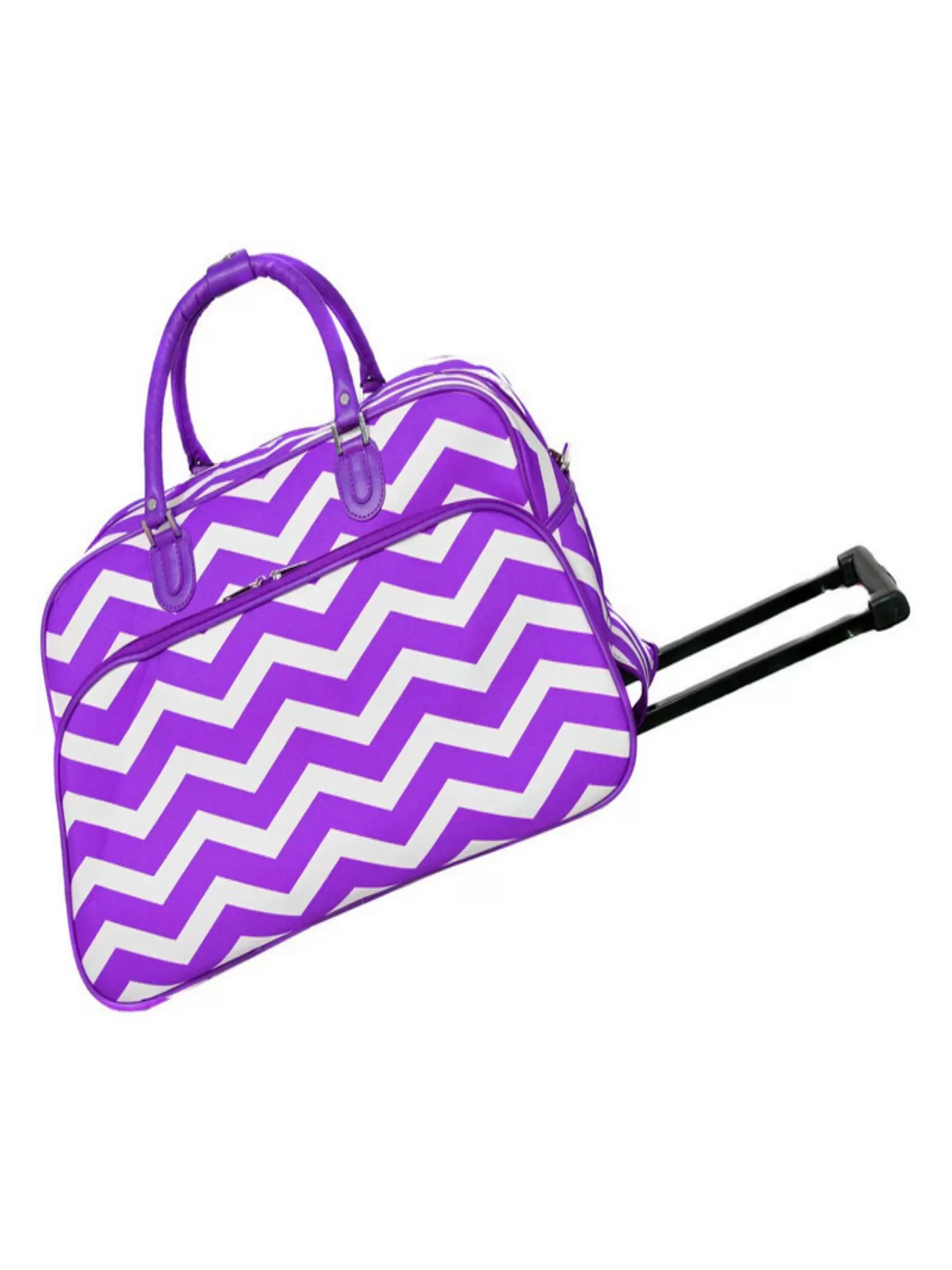 World Traveler 21-Inch Carry-On Rolling Duffel Bag - Dark Purple Chevron