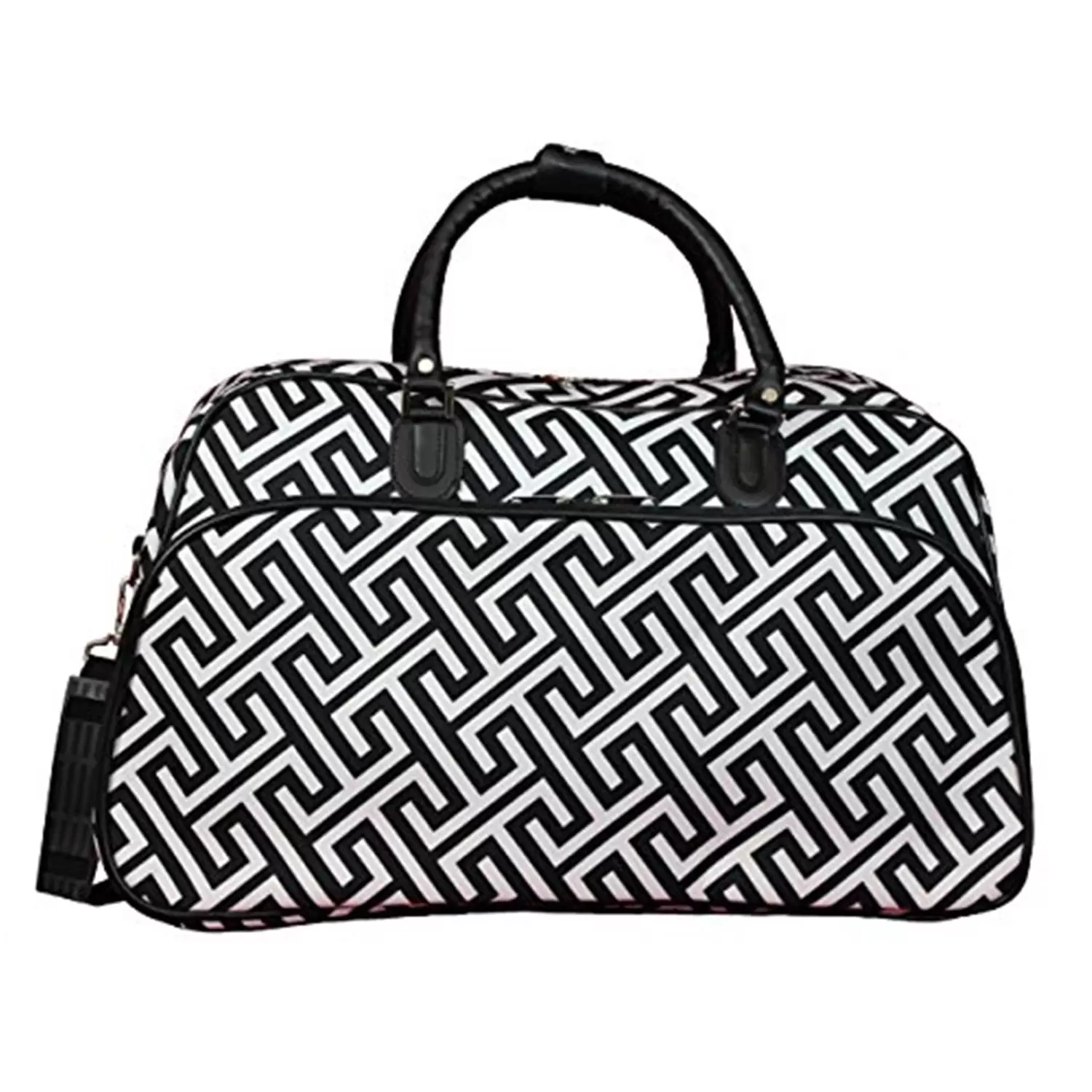 World Traveler 21-inch Carry-on Duffel Bag - Greek Key H Black White