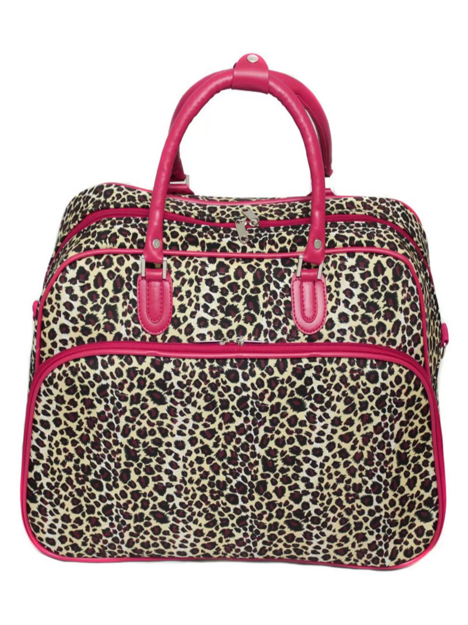 World Traveler 21-inch Carry-on Duffel Bag - Pink Trim Leopard