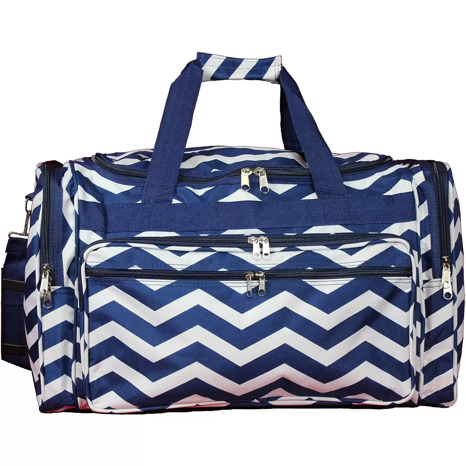 World Traveler 22-inch Travel Duffel Bag - Navy White Chevron