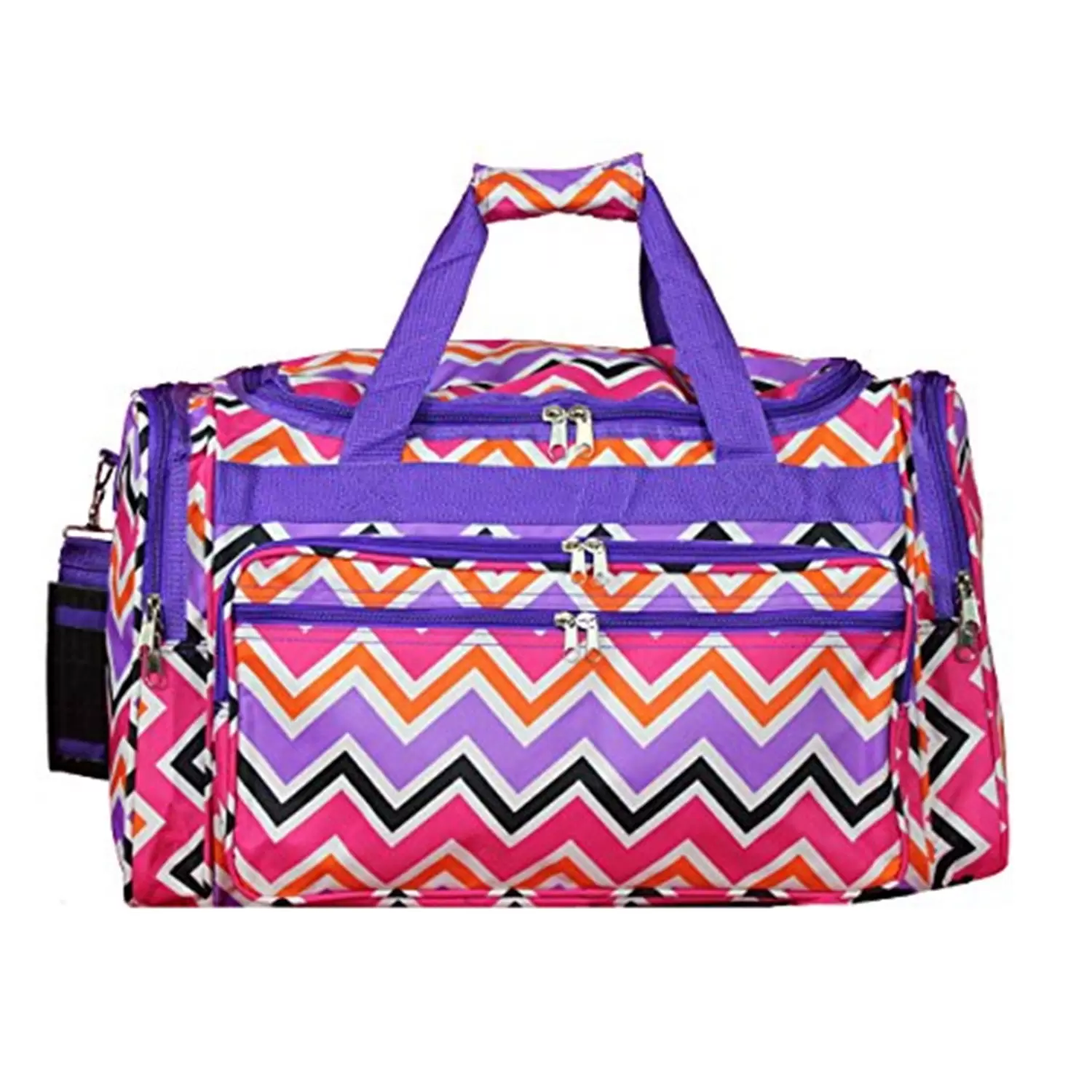 World Traveler 22-inch Travel Duffel Bag - Purple Trim Chevron Multi