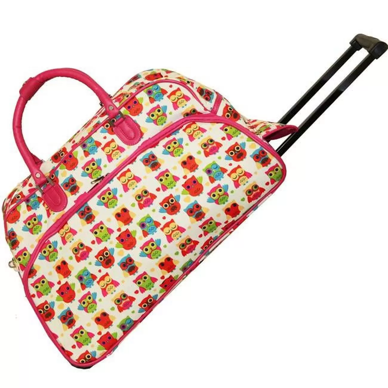 World Traveler 8112022-176 21 in. Carry on Rolling Duffel Bag - Owl Pink