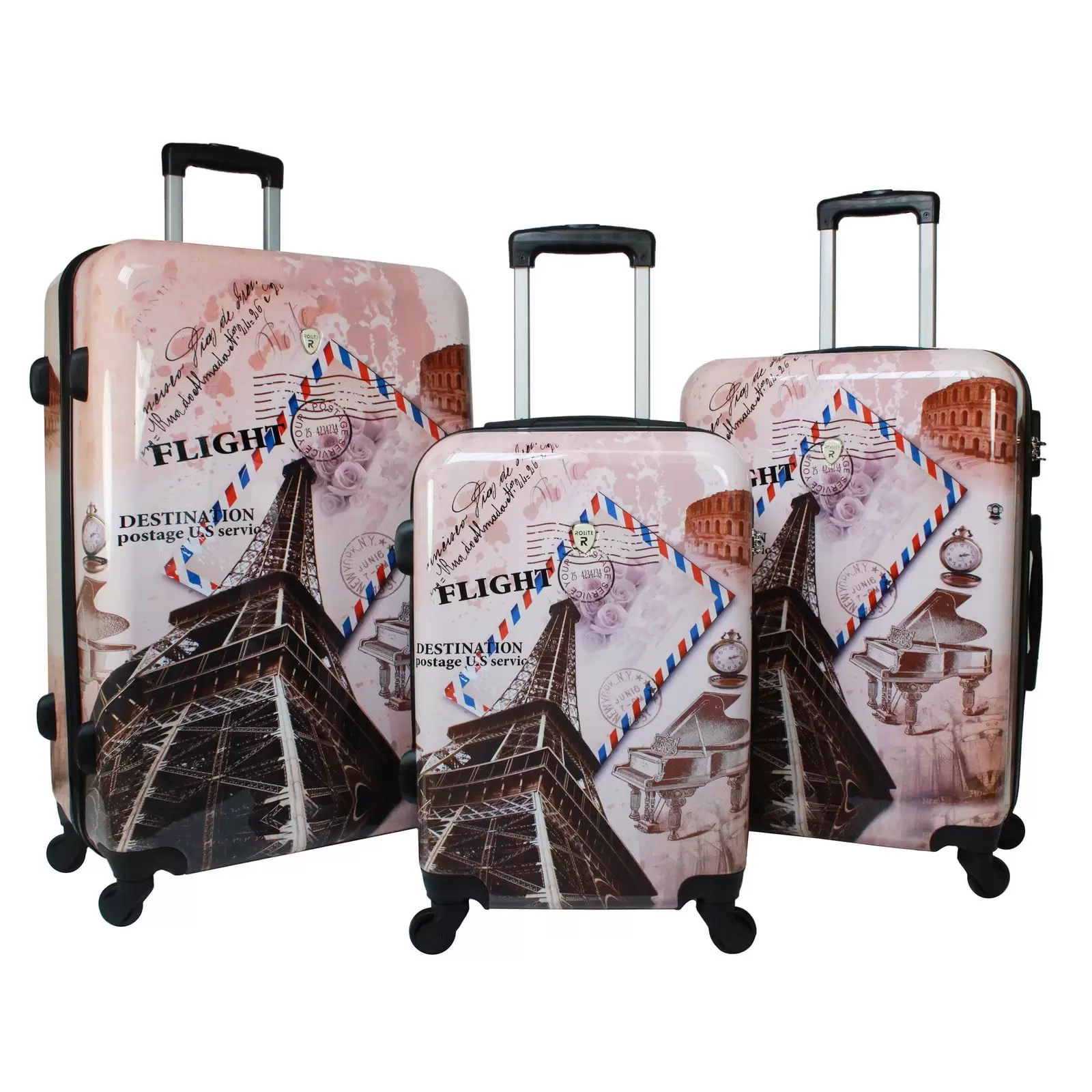 World Traveler Destinations 3-Piece Hardside Spinner Luggage Set - Flight