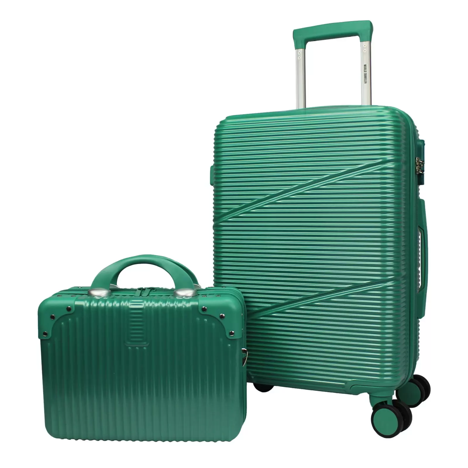 World Traveler Highways 2-Piece Hardside Carry-On Spinner Luggage Set - Green