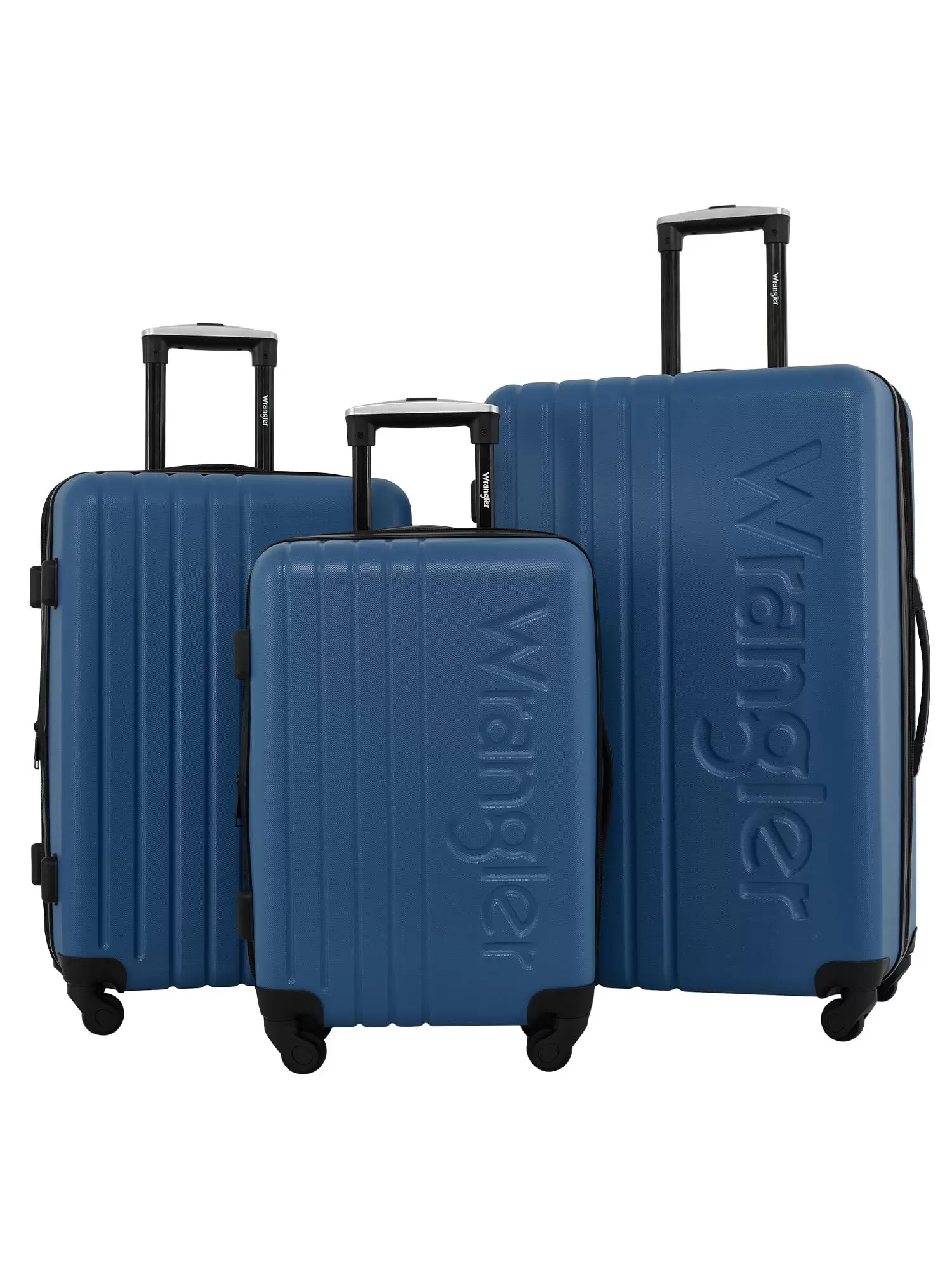 Wrangler 3pc. Expandable Rolling Upright Travel Luggage Set. Vallarta Blue