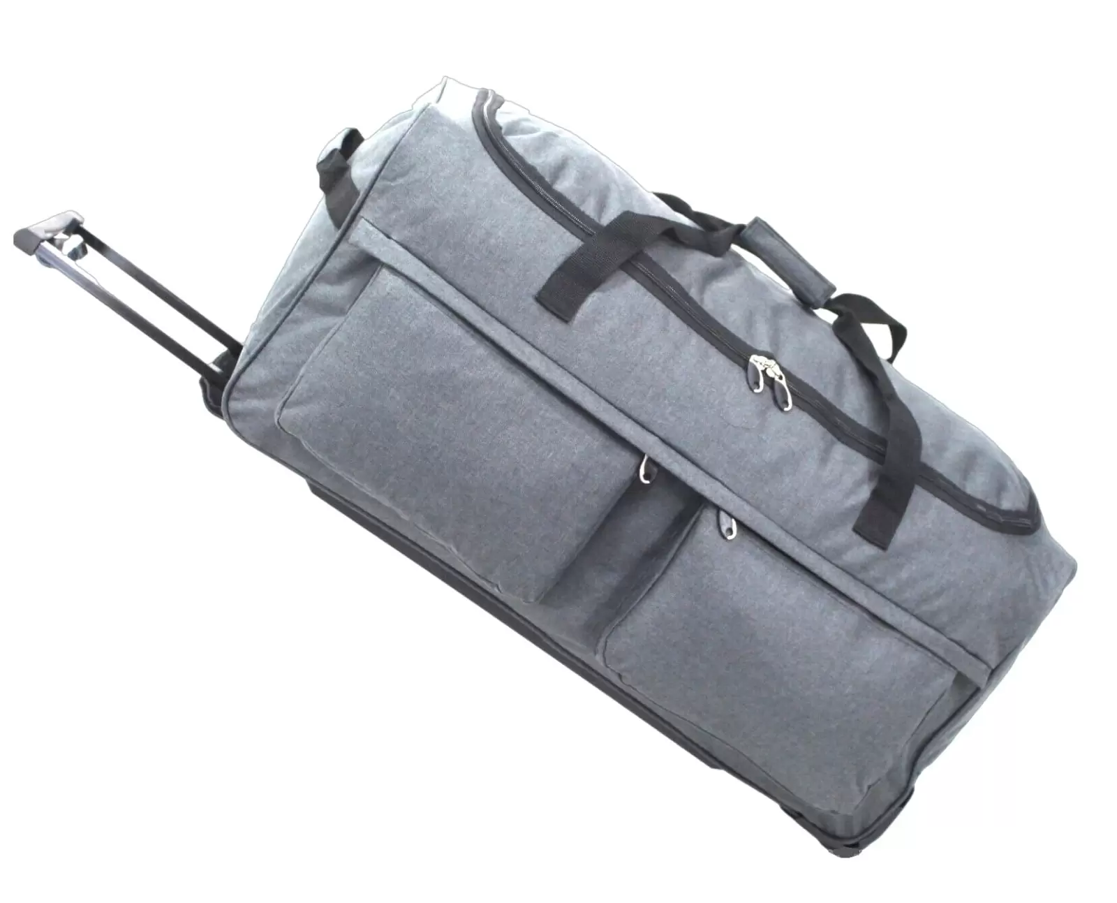 X Factor Rolling Duffel Bag Gray Large 28 Inch with Multi-Pockets. Travel Duffle Bag with Rolling Wheels Drop Bottom Heavy-Duty Luggage. Upright Lightweight Travel Gear Collapsible Telescoping Handle