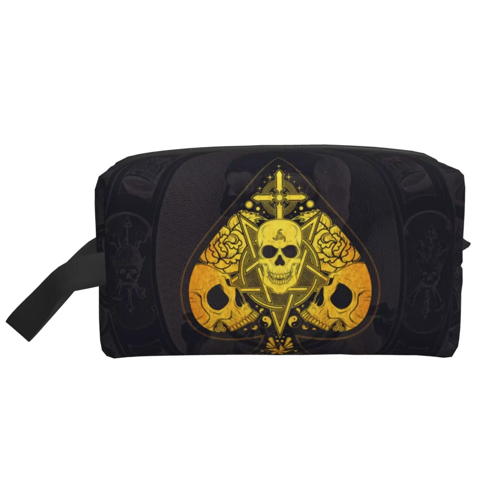 XMXT Large Capacity Makeup Bag. Ace Skull Poke Print Storage Bags Travel Toiletry Cosmetic Bag for Women Men