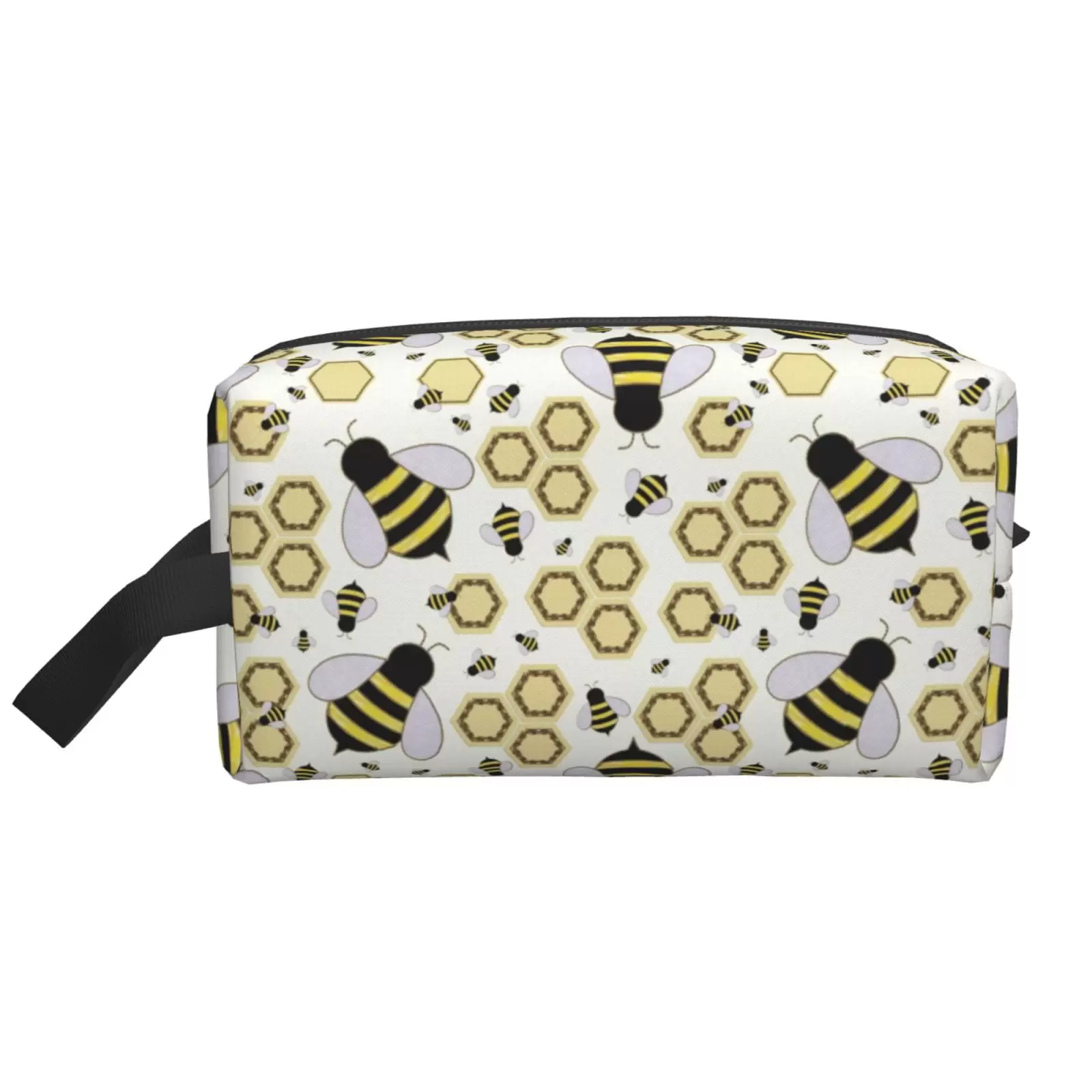 XMXT Large Capacity Makeup Bag. Cartoon Bees Fun Print Storage Bags Travel Toiletry Cosmetic Bag for Women Men