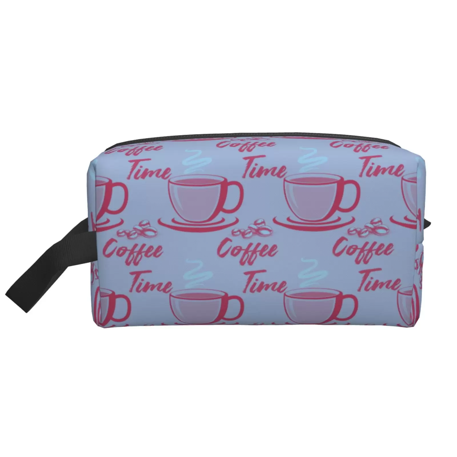 XMXT Large Capacity Makeup Bag. Cartoon Coffee Blue Graffiti Storage Bags Travel Toiletry Cosmetic Bag for Women Men