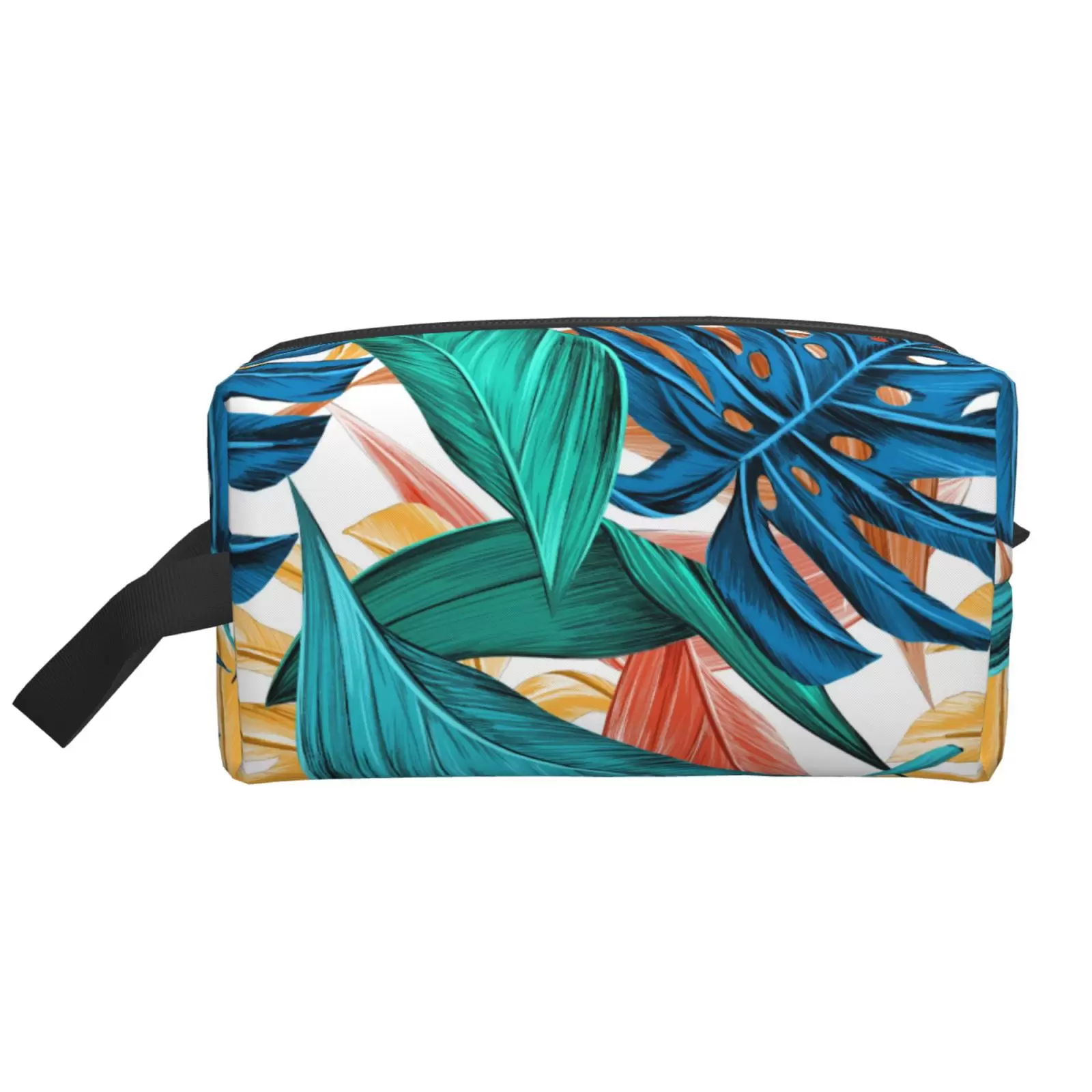 XMXT Large Capacity Makeup Bag. Colorful Banana Leaf Print Storage Bags Travel Toiletry Cosmetic Bag for Women Men