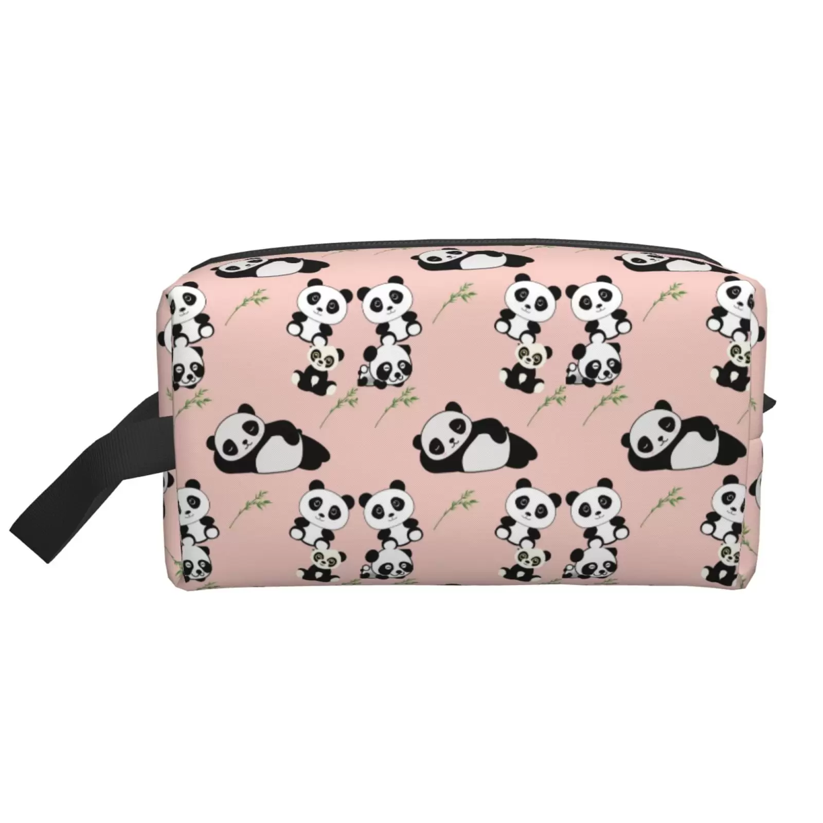 XMXT Large Capacity Makeup Bag. Funny Pandas Pink Print Storage Bags Travel Toiletry Cosmetic Bag for Women Men