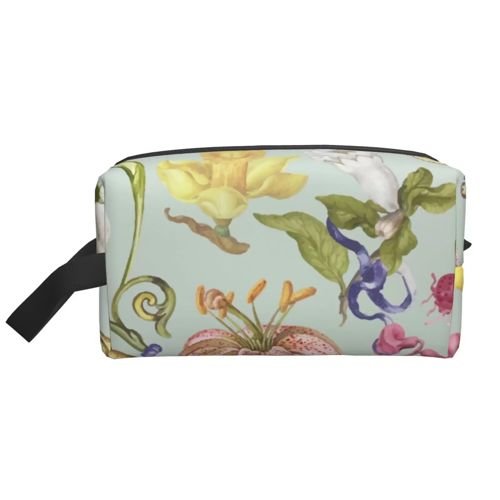 XMXT Large Capacity Makeup Bag. Lily Floral Butterfly Decoration Storage Bags Travel Toiletry Cosmetic Bag for Women Men