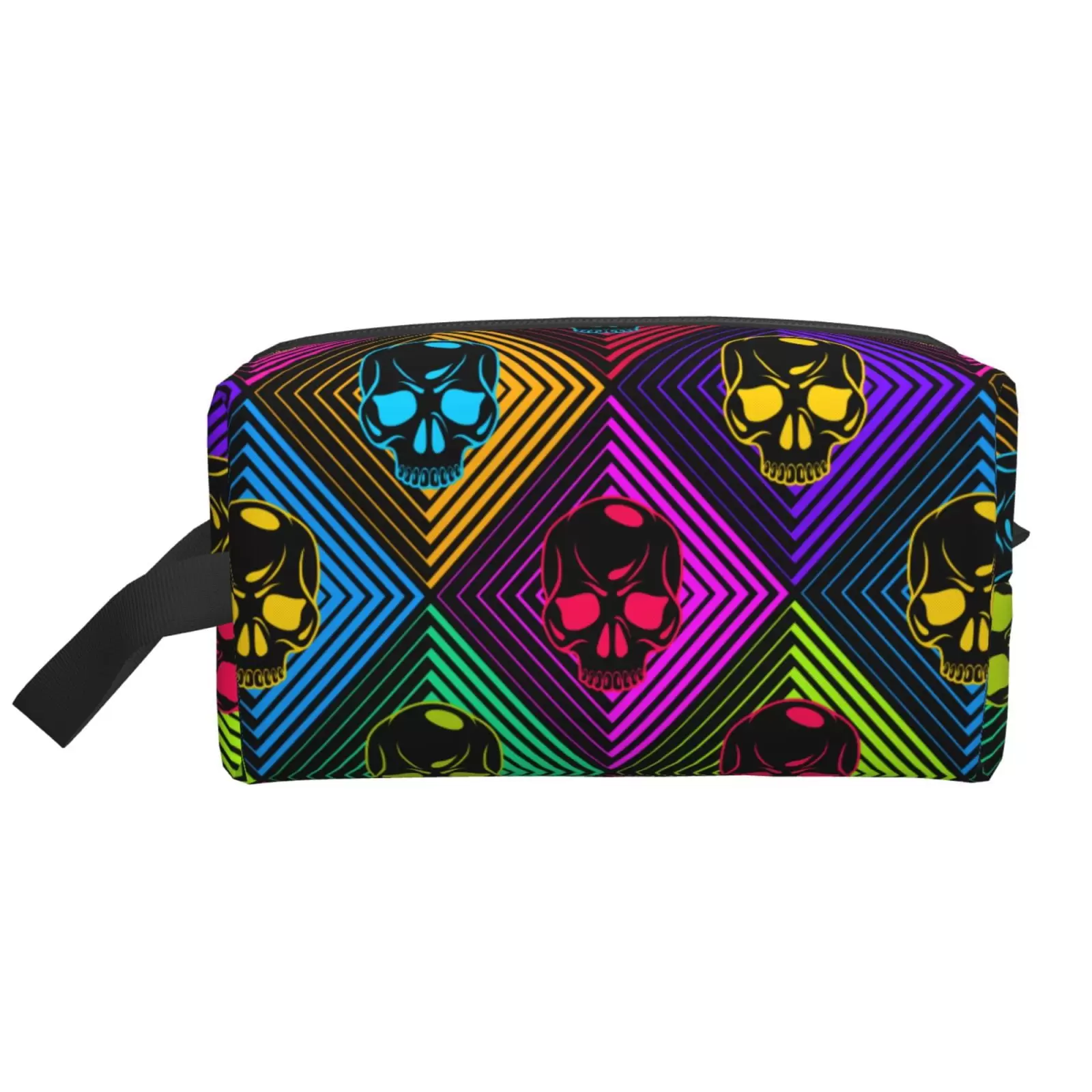 XMXT Large Capacity Makeup Bag. Multicolor Skull Print Storage Bags Travel Toiletry Cosmetic Bag for Women Men