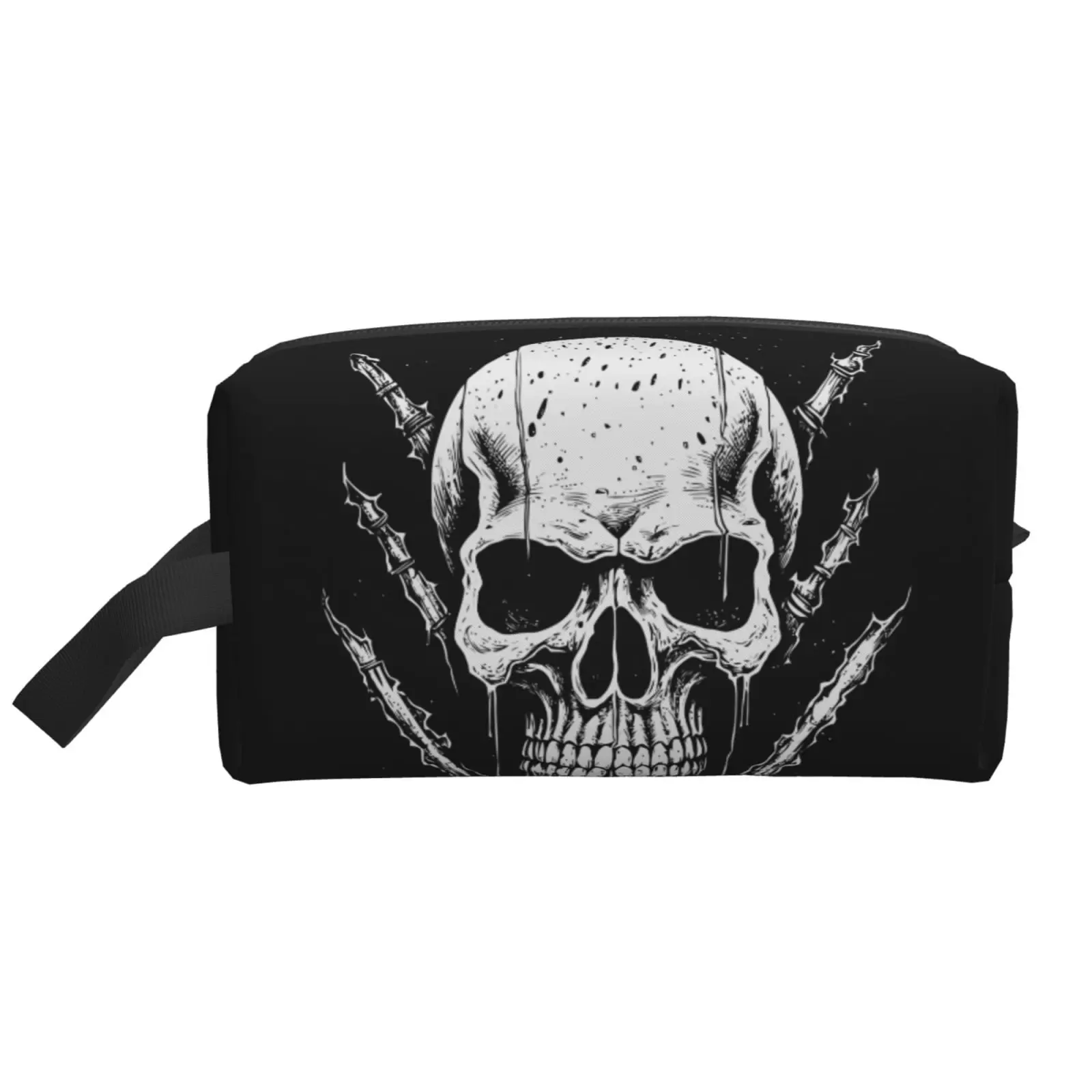 XMXT Large Capacity Makeup Pouch Bag. Mysterious Skull Illustration Make Up Storage Bag Cosmetic Travel Toiletry Bags for Women Men. One Size