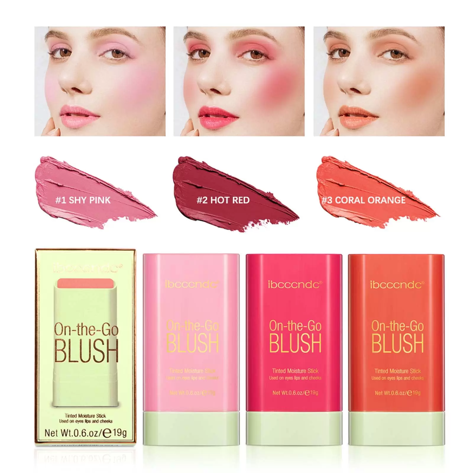 Xerdsx Multi-Use Makeup Blush Stick. Solid Moisturizer Stick. Shadow Lips and Cheek Blusher Waterproof Peach Creamy Makeup