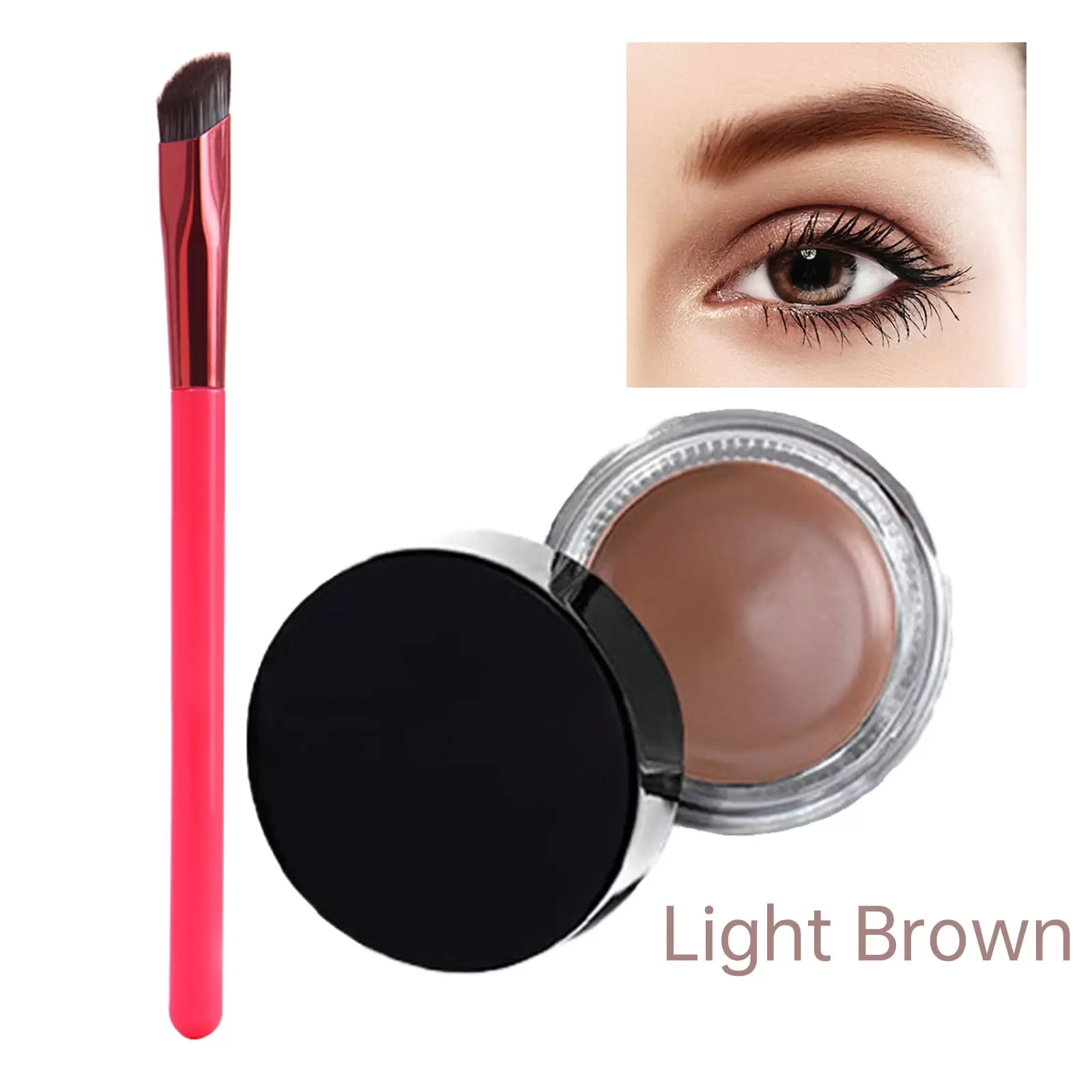 Xewsqmlo Eyebrow Cream Brow Color Long Lasting Waterproof Eyebrow Pomade Gel Eye Brow Makeup With Brush (Light Brown)