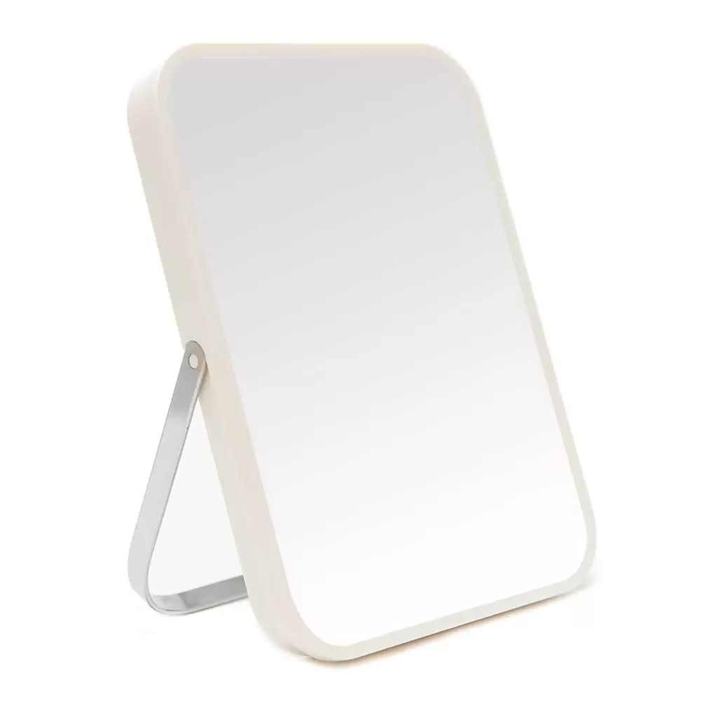 YEAKE Table Desk Makeup Mirror.8-Inch Portable Mirror with Metal Stand 90??Adjustable Rotation (White)