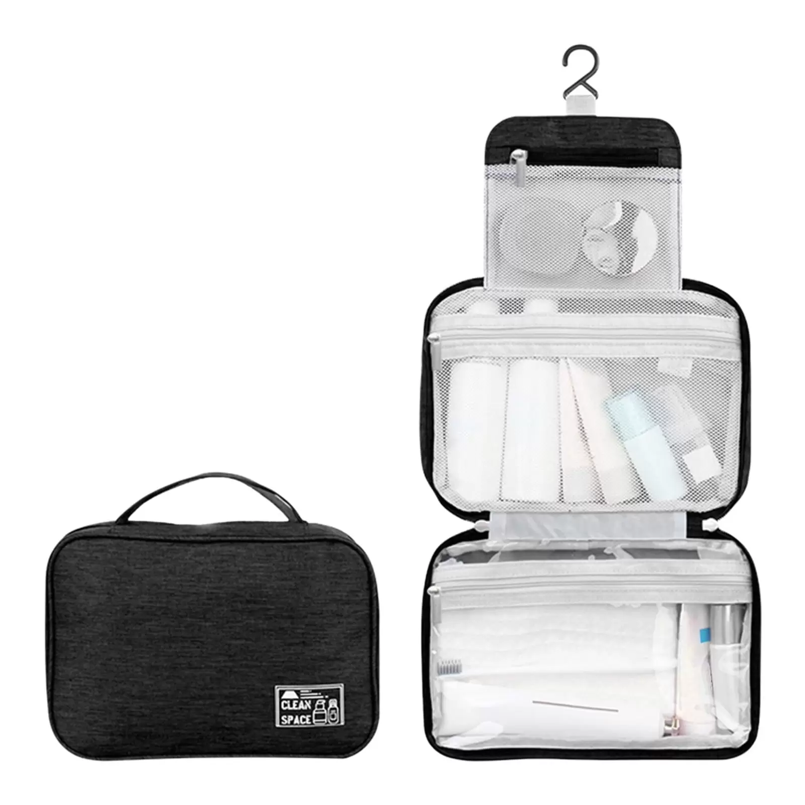 YOLAI Toiletry Bag Travel Waterproof Makeup Cosmetic Bag Large Hanging Toiletry Bag Storage with 3 Compartments Travel Organizer for Men and Women