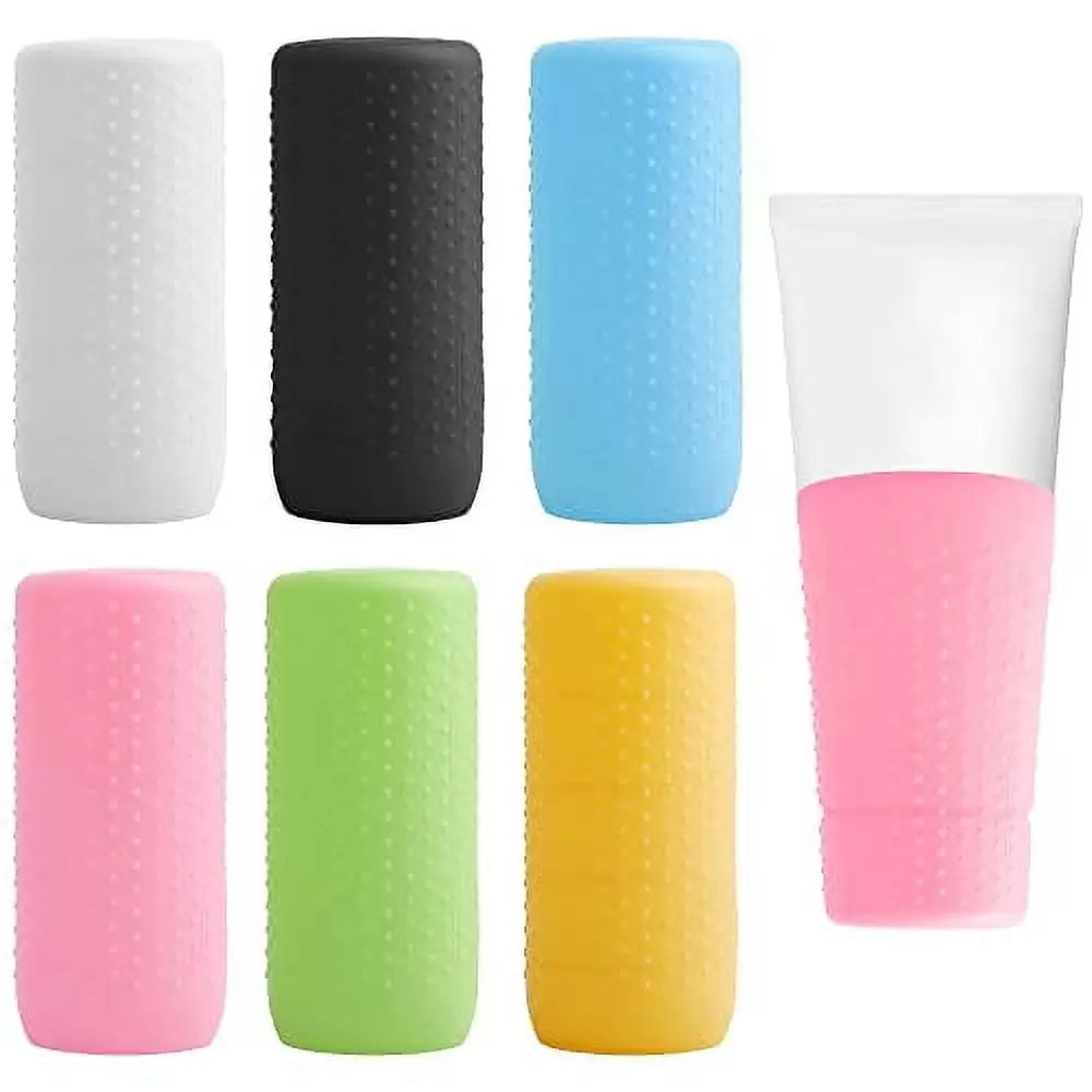 YUBIRD 6 PCS Elastic Sleeves for Leak Proofing Travel. Silicone Travel Bottle Covers. Silicone Toiletry Sleeves Leak Proof. Travel Size Toiletries Travel Must Haves for Women