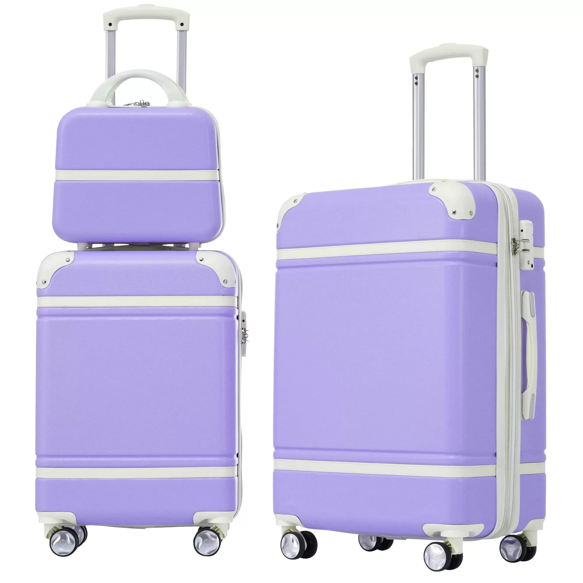 YesFashion 3 Piece Luggage Sets 20+24 Luggages And Cosmetic Case Spinner Hardshell Suitcase with TSA Lock Lightweight Case for Clothes Shoes Makeup