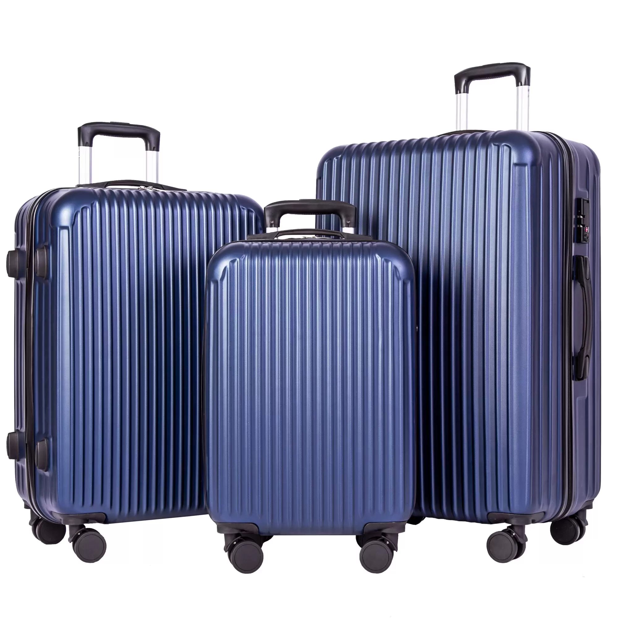 YouYeap 3 Piece Luggage Sets Hardside Suitcase Set with TSA Lock Durable Spinner Wheels. 20/24/28in. Blue